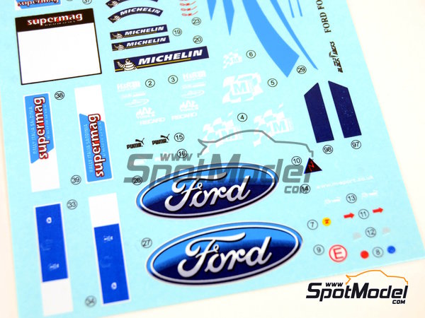 Image 3: Ford Focus WRC patrocinado por Castrol - Rally Tour de Corse, Rally de Cerde&ntilde;a 2005 | Decoraci&oacute;n en escala&nbsp;1/24 fabricado por Reji Model (ref.&nbsp;REJI-085, tambien 085 y 0085)