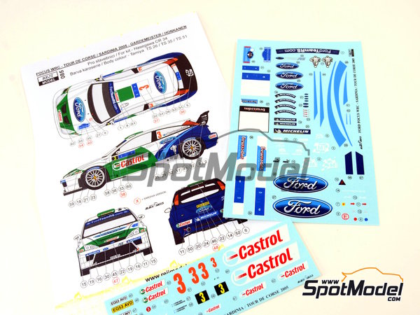 Image 5: Ford Focus WRC patrocinado por Castrol - Rally Tour de Corse, Rally de Cerde&ntilde;a 2005 | Decoraci&oacute;n en escala&nbsp;1/24 fabricado por Reji Model (ref.&nbsp;REJI-085, tambien 085 y 0085)