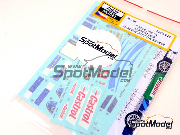 Image 8: Ford Focus WRC patrocinado por Castrol - Rally Tour de Corse, Rally de Cerde&ntilde;a 2005 | Decoraci&oacute;n en escala&nbsp;1/24 fabricado por Reji Model (ref.&nbsp;REJI-085, tambien 085 y 0085)