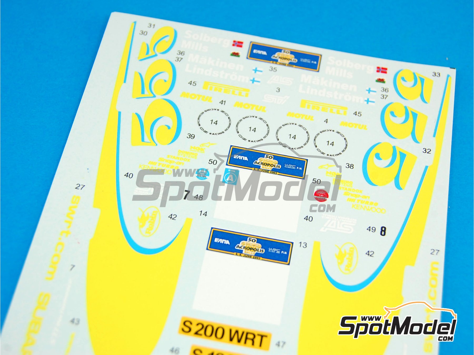 Image 3: Subaru Impreza WRC 03 SWRT 555 Subaru World Rally Team - Acropolis Rally 2003 | Marking / livery in 1/24 scale manufactured by Reji Model (ref.&nbsp;REJI-101, also 101)