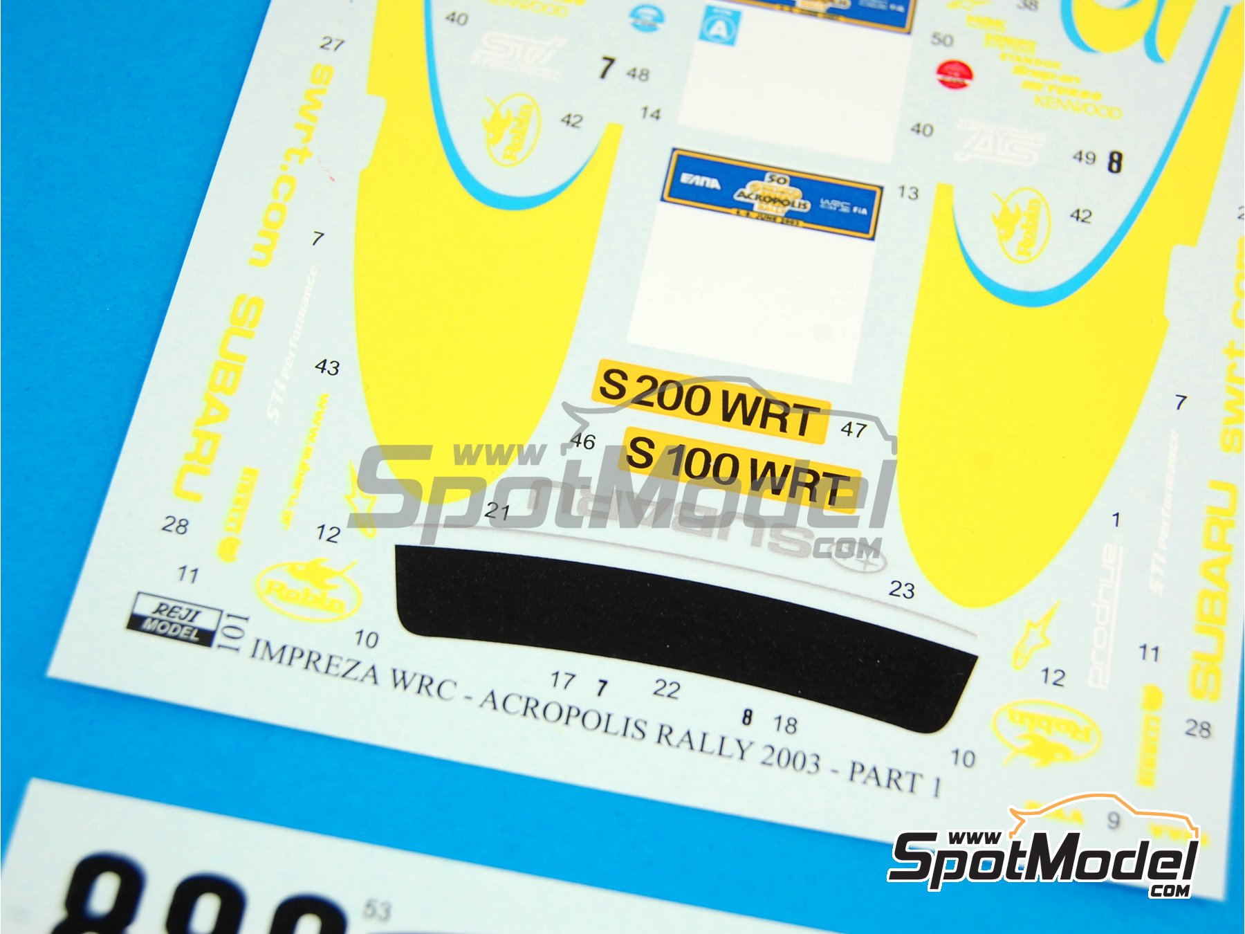 Image 4: Subaru Impreza WRC 03 SWRT 555 Subaru World Rally Team - Acropolis Rally 2003 | Marking / livery in 1/24 scale manufactured by Reji Model (ref.&nbsp;REJI-101, also 101)