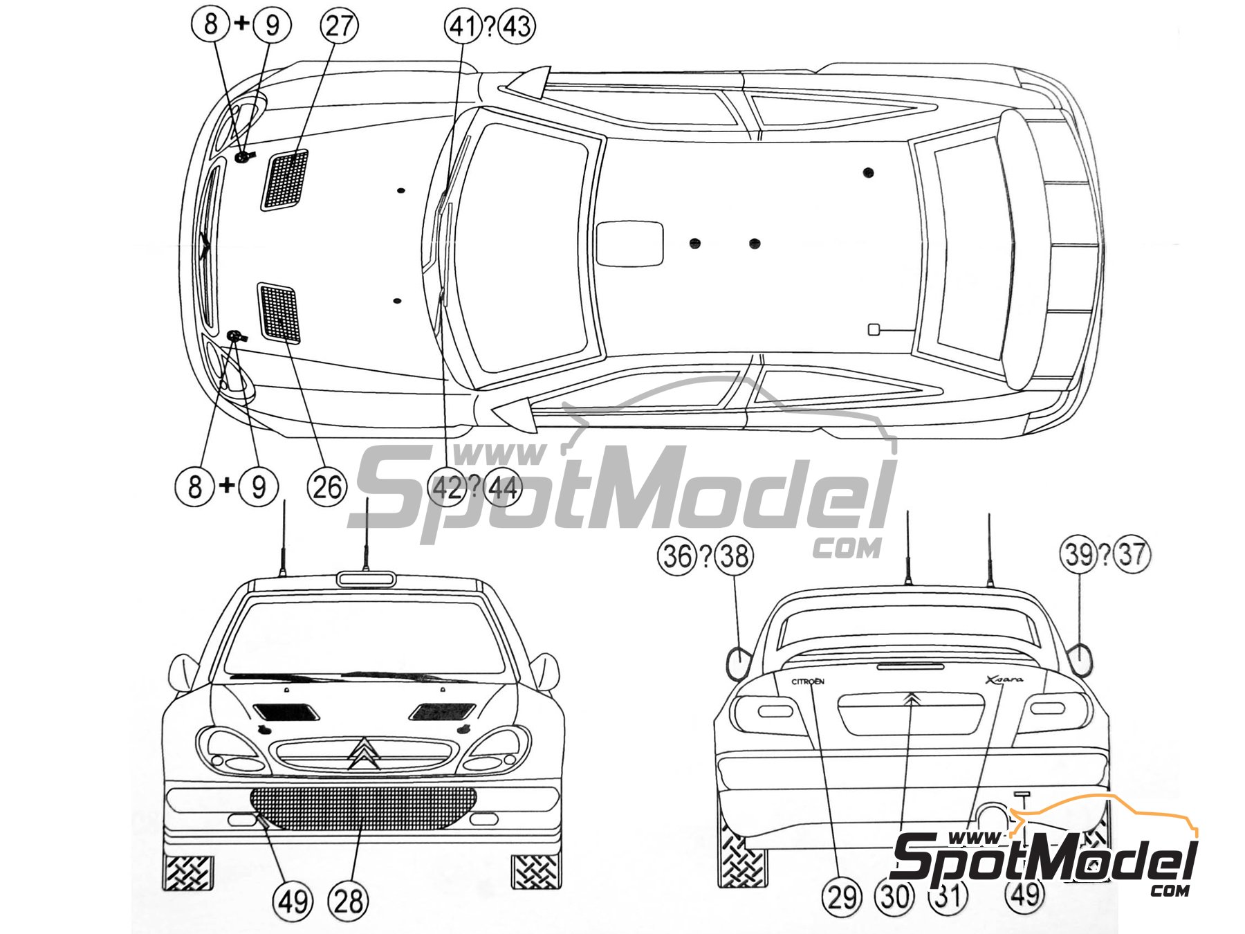 Image 2: Citroen Xsara WRC | Detail up set in 1/24 scale manufactured by Reji Model (ref.&nbsp;REJI-1013, also 1013)