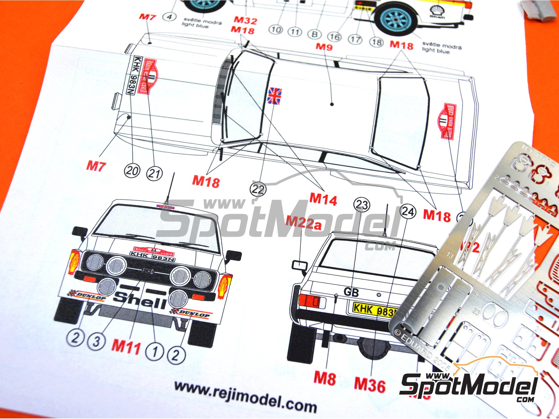 Image 9: Ford Escort Mk. II RS1800 sponsored by Shell - Monte Carlo Rally - Rallye Automobile de Monte-Carlo 1976 | Marking / livery in 1/24 scale manufactured by Reji Model (ref.&nbsp;REJI-103, also 103)