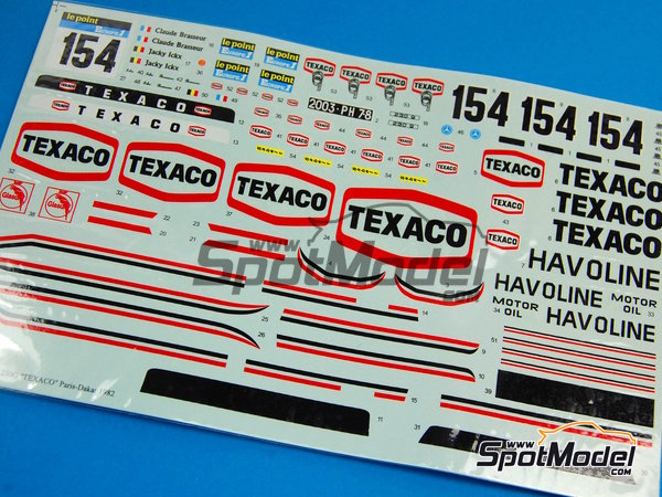 Image 13: Mercedes 230G patrocinado por Texaco, Havoline - Rally Paris Dakar 1982 | Decoraci&oacute;n en escala&nbsp;1/24 fabricado por Reji Model (ref.&nbsp;REJI-114, tambien 114)