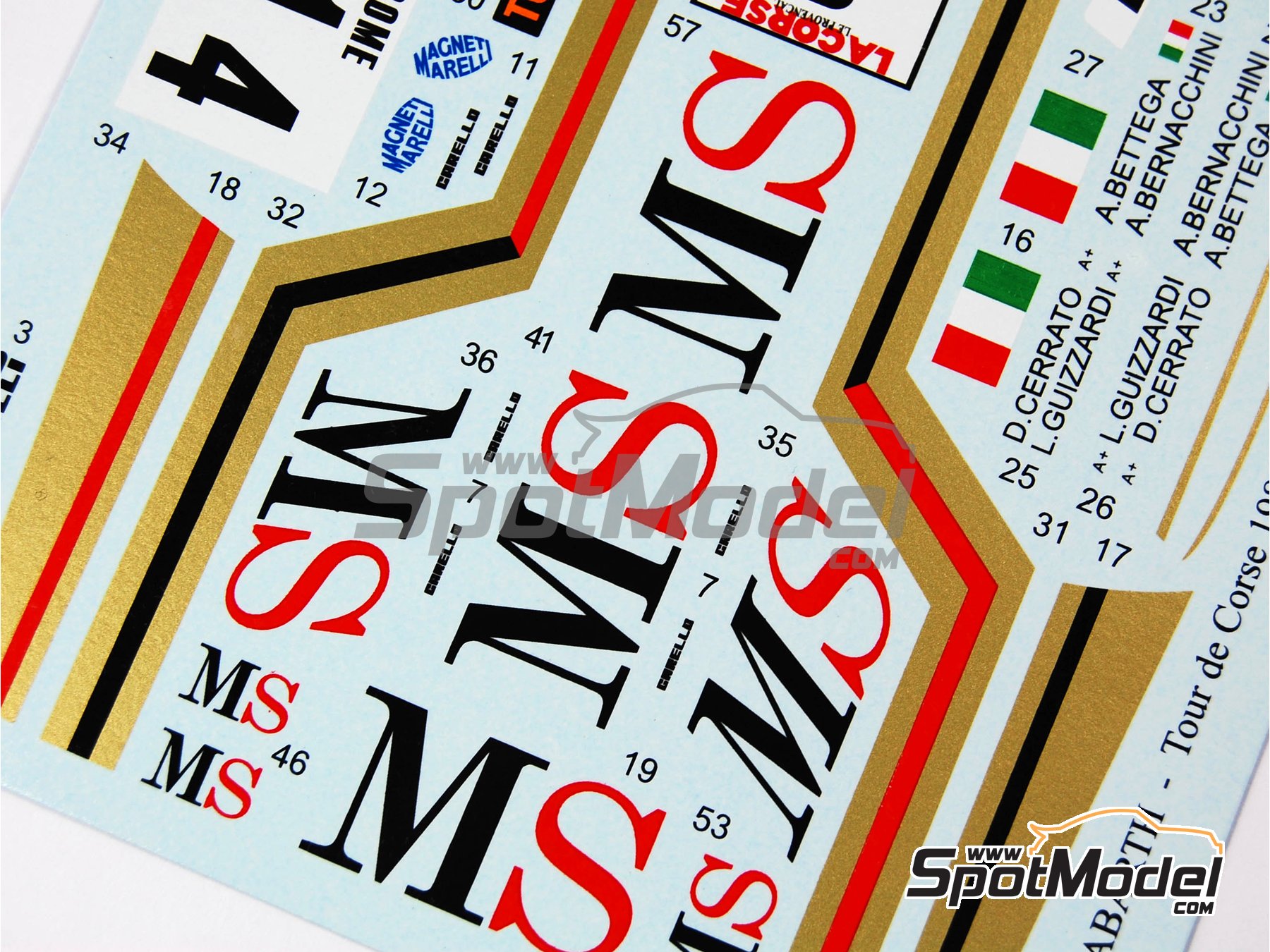 Image 2: Fiat 131 Abarth patrocinado por MS Italia - Rally de Monte Carlo - Rallye Automobile de Monte-Carlo, Rally Tour de Corse 1980 y 1981 | Decoraci&oacute;n en escala&nbsp;1/24 fabricado por Reji Model (ref.&nbsp;REJI-115, tambien 115)