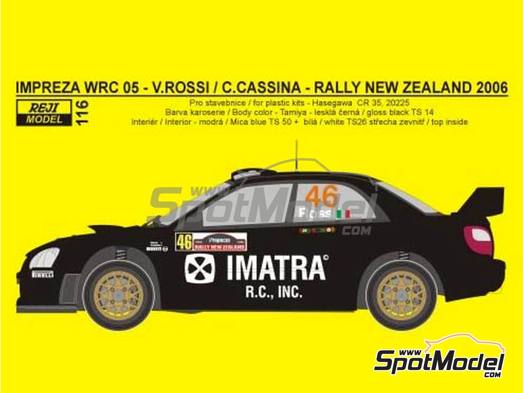 DECALS 1/18 REF 1211 SUBARU IMPREZA WRC VALENTINO ROSSI NEW ZELAND RALLY 2006 