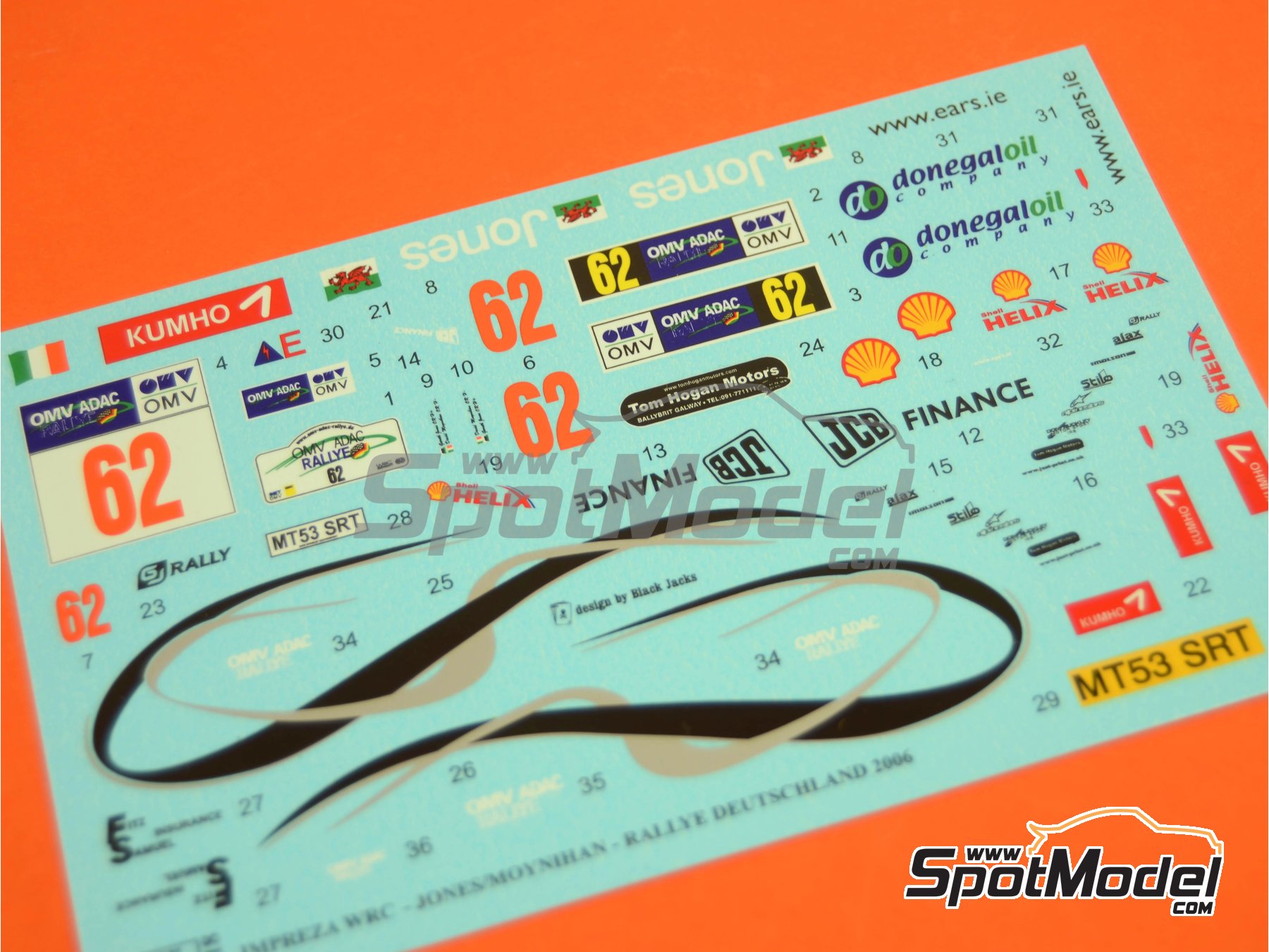 Image 1: Subaru Impreza WRC patrocinado por JCB Finance - Rally de Alemania ADAC 2006 | Decoraci&oacute;n en escala&nbsp;1/24 fabricado por Reji Model (ref.&nbsp;REJI-118, tambien 118)