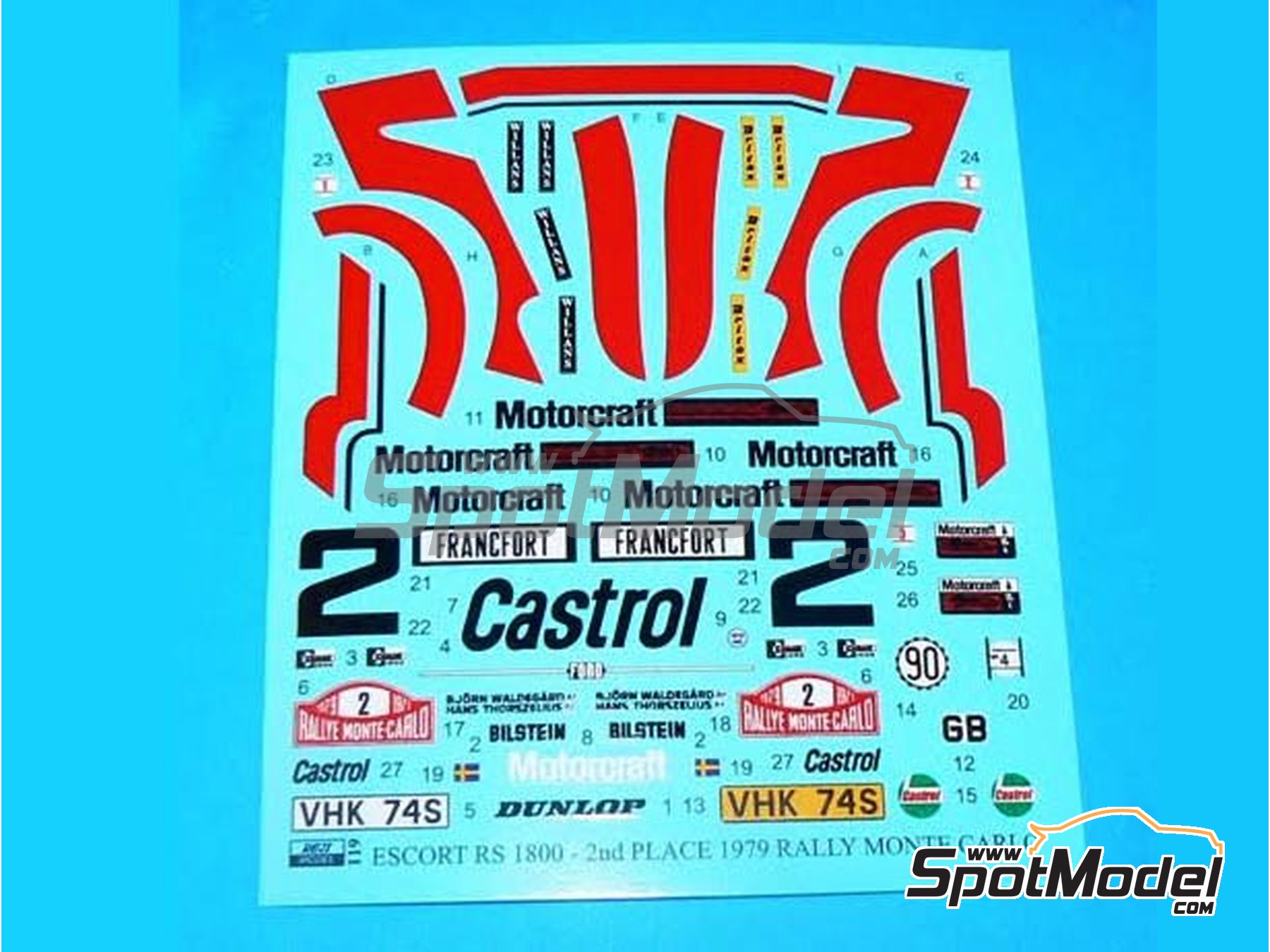 Image 3: Ford Escort Mk. II RS1800 sponsored by Castrol - Monte Carlo Rally - Rallye Automobile de Monte-Carlo 1979 | Marking / livery in 1/24 scale manufactured by Reji Model (ref.&nbsp;REJI-119, also 119)