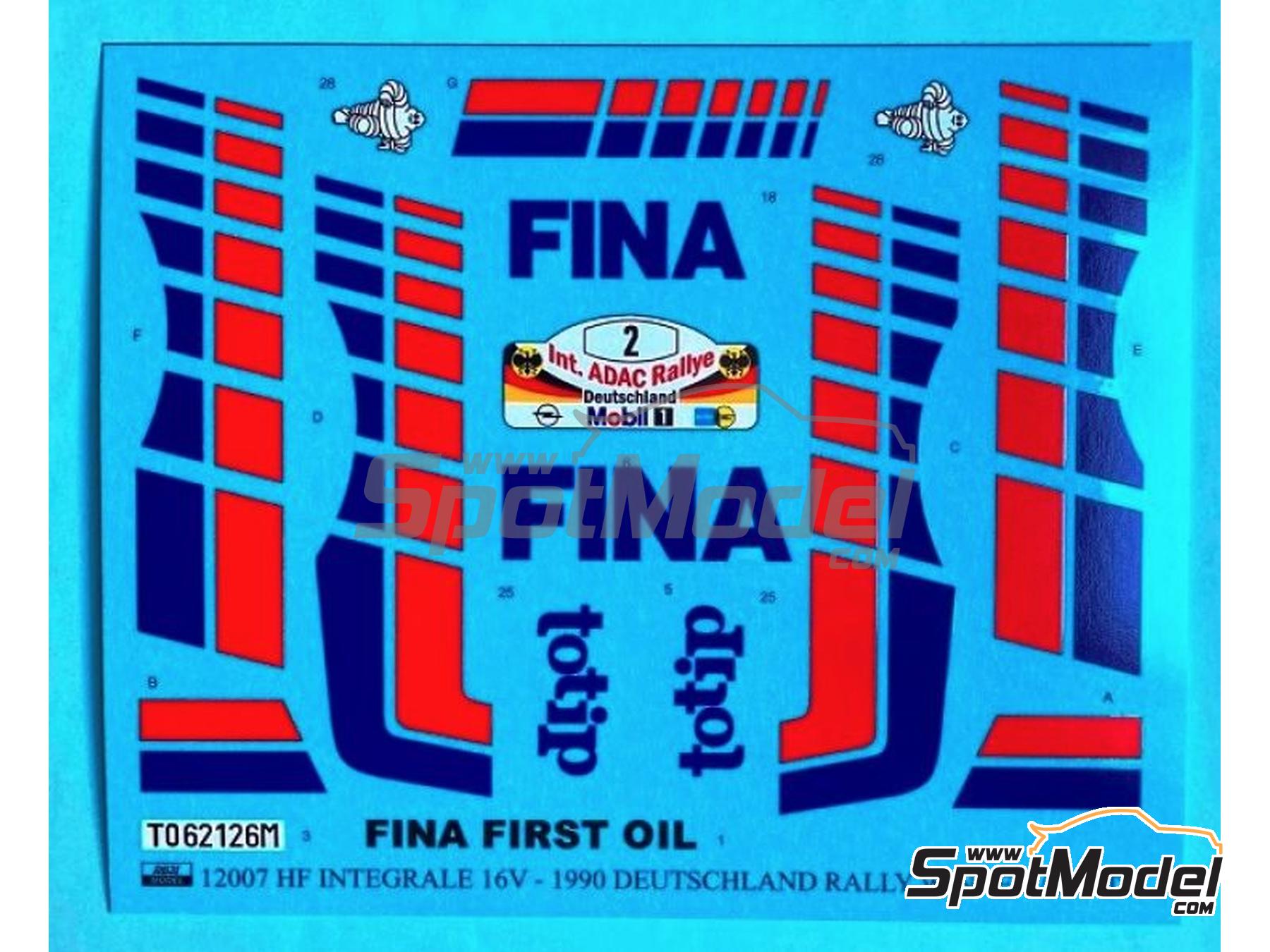 Image 3: Lancia Delta Integrale 16V Group A Jolly Club Team sponsored by Fina - ADAC Deutschland Rally 1990 | Marking / livery in 1/12 scale manufactured by Reji Model (ref.&nbsp;REJI-12007, also 12007 and REJI12007)