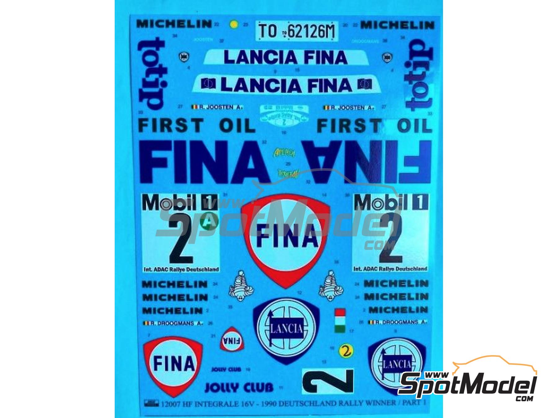 Image 4: Lancia Delta Integrale 16V Group A Jolly Club Team sponsored by Fina - ADAC Deutschland Rally 1990 | Marking / livery in 1/12 scale manufactured by Reji Model (ref.&nbsp;REJI-12007, also 12007 and REJI12007)