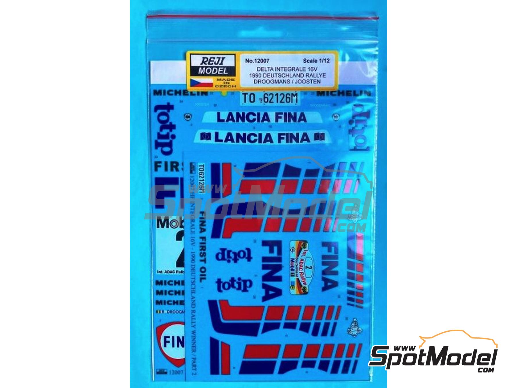 Image 6: Lancia Delta Integrale 16V Group A Jolly Club Team sponsored by Fina - ADAC Deutschland Rally 1990 | Marking / livery in 1/12 scale manufactured by Reji Model (ref.&nbsp;REJI-12007, also 12007 and REJI12007)