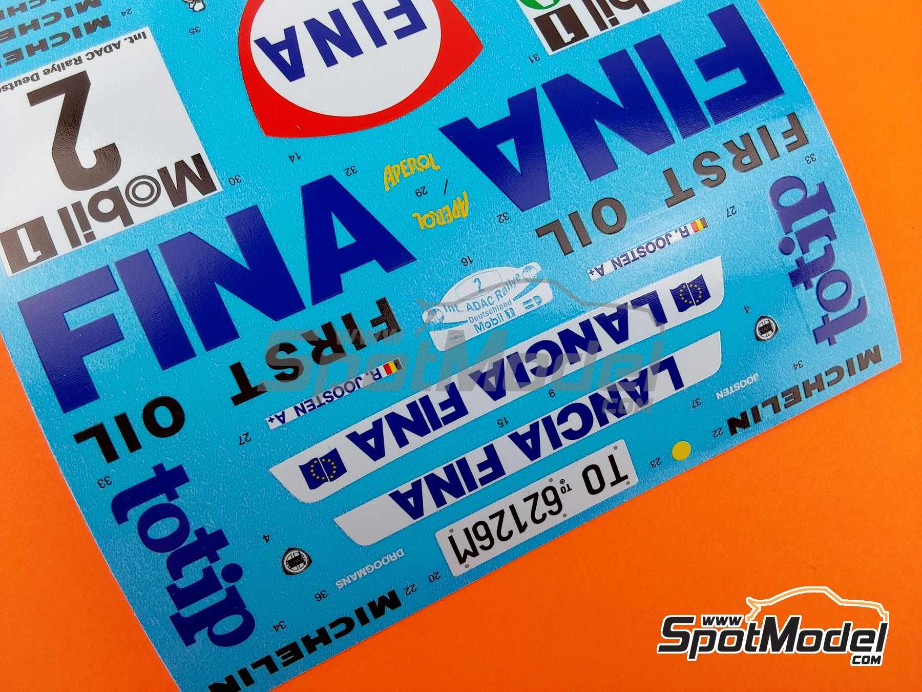 Image 13: Lancia Delta Integrale 16V Group A Jolly Club Team sponsored by Fina - ADAC Deutschland Rally 1990 | Marking / livery in 1/12 scale manufactured by Reji Model (ref.&nbsp;REJI-12007, also 12007 and REJI12007)