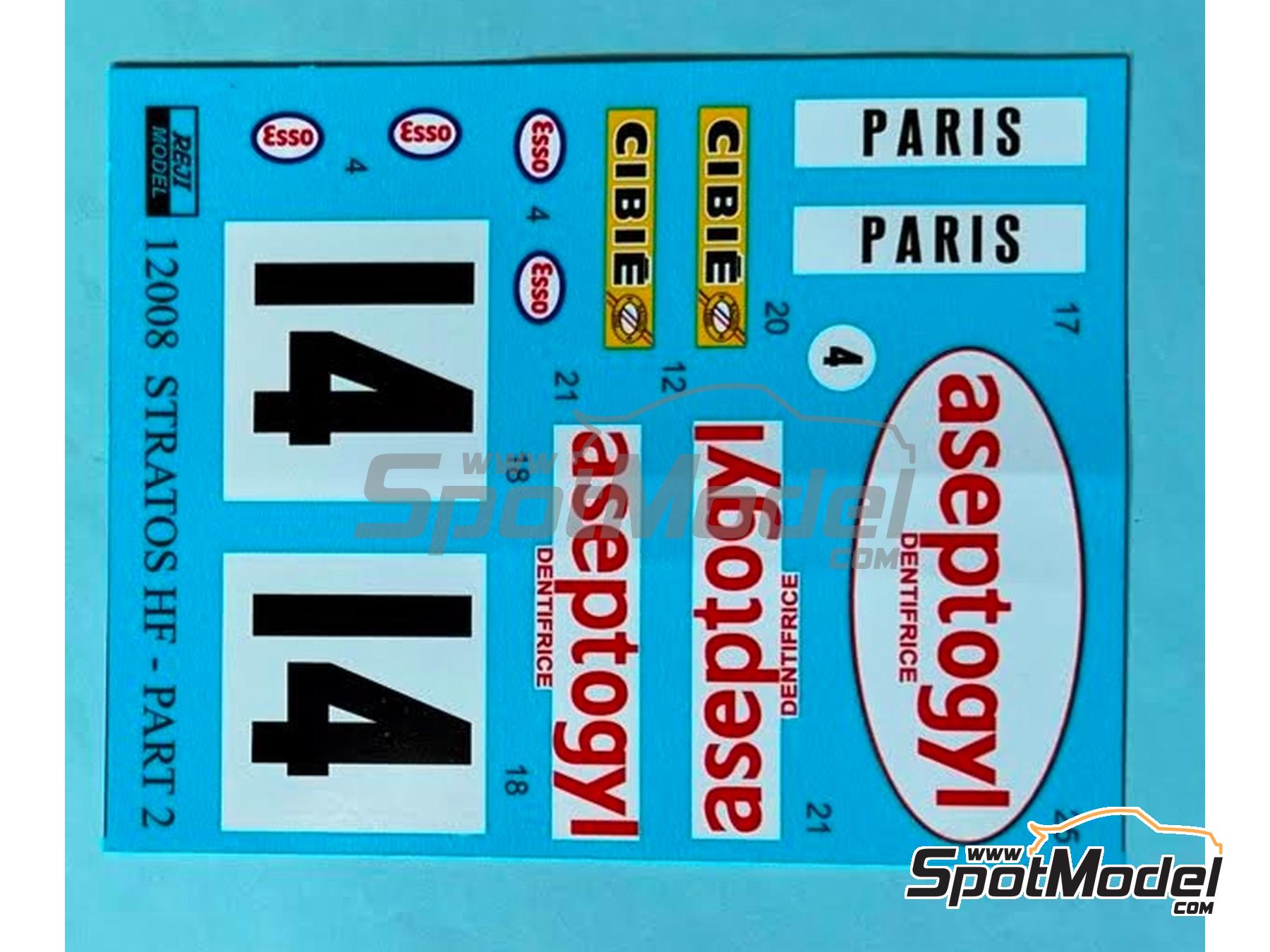 Image 3: Lancia Stratos HF sponsored by Aseptogyl - Monte Carlo Rally - Rallye Automobile de Monte-Carlo 1977 | Marking / livery in 1/12 scale manufactured by Reji Model (ref. REJI-12008, also 12008 and REJI12005)