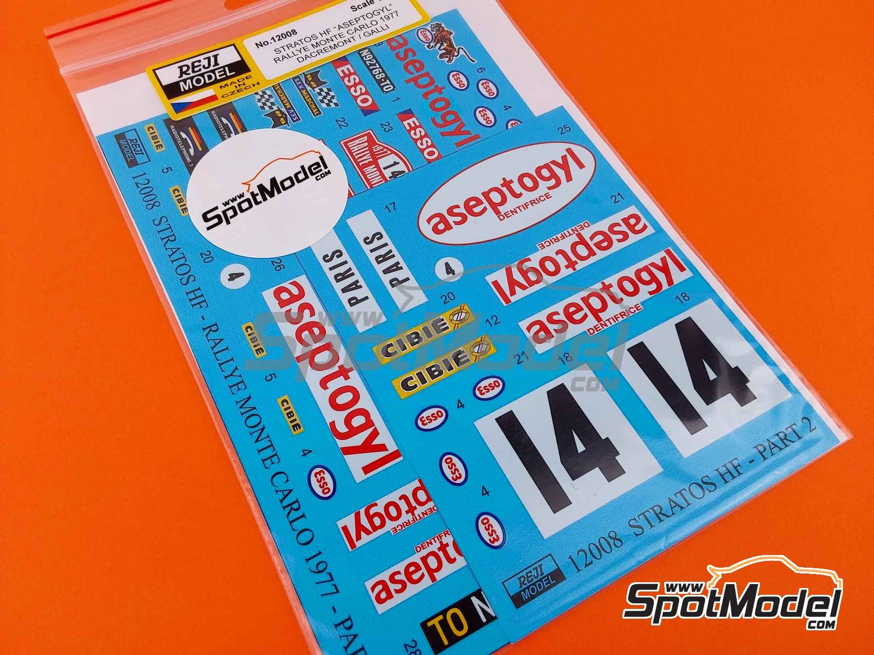 Image 5: Lancia Stratos HF sponsored by Aseptogyl - Monte Carlo Rally - Rallye Automobile de Monte-Carlo 1977 | Marking / livery in 1/12 scale manufactured by Reji Model (ref. REJI-12008, also 12008 and REJI12005)