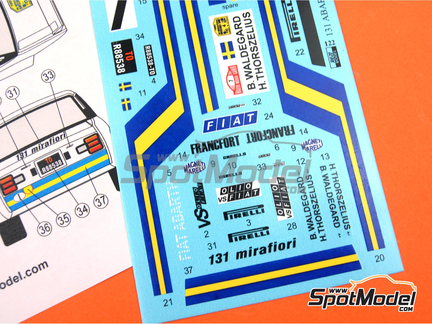 Image 8: Fiat 131 Abarth - Monte Carlo Rally - Rallye Automobile de Monte-Carlo, International Swedish Rally 1980 | Marking / livery in 1/24 scale manufactured by Reji Model (ref.&nbsp;REJI-122, also 122 and REJIREJI 122)