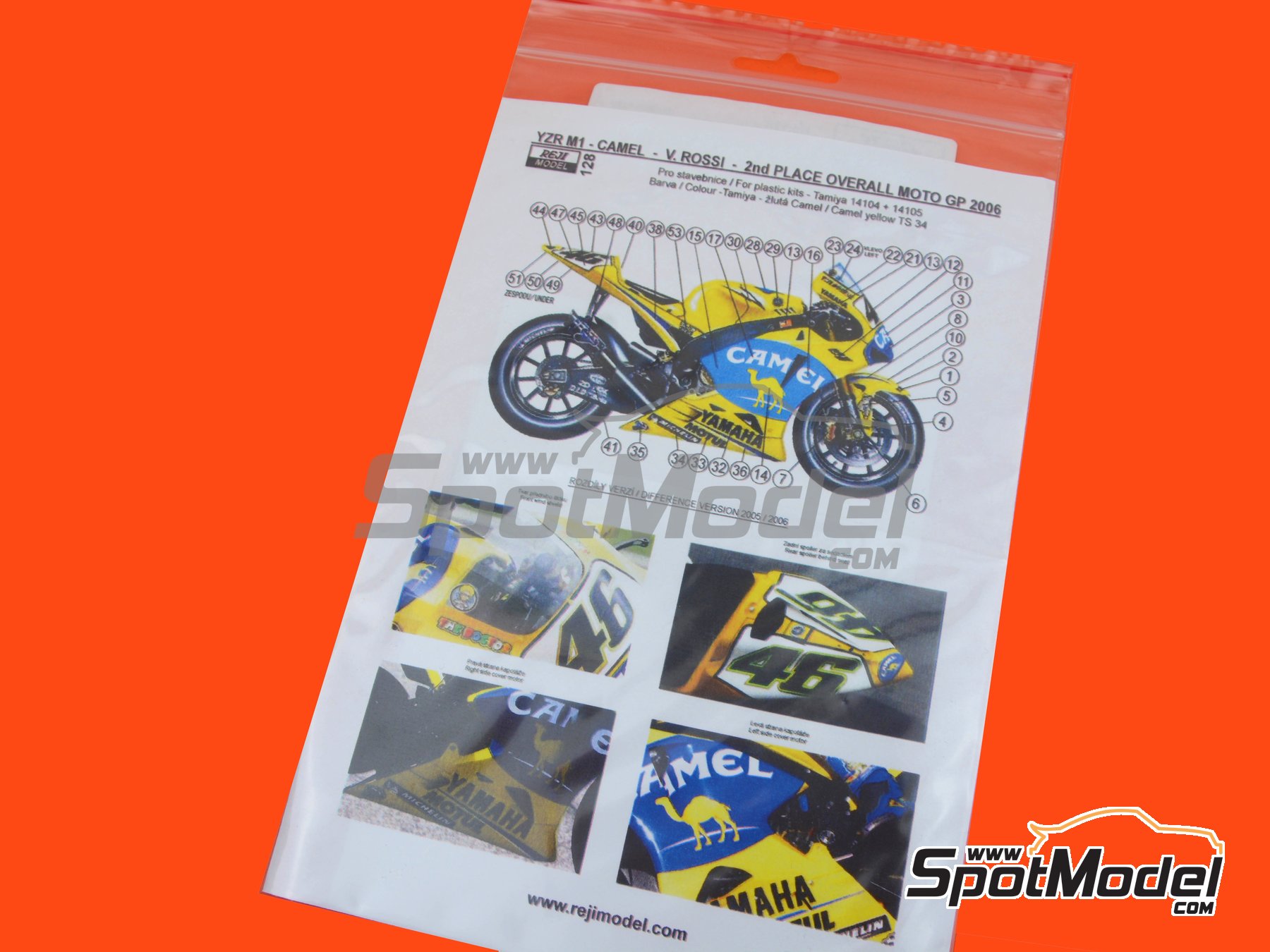 Image 2: Yamaha YZR M1 sponsored by Camel - Motorcycle World Championship 2006 | Marking / livery in 1/12 scale manufactured by Reji Model (ref.&nbsp;REJI-128, also 128)