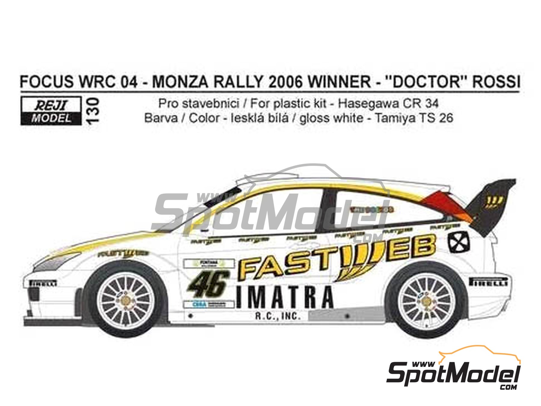 Image 1: Ford Focus WRC sponsored by Imatra - Monza Rally 2006 | Marking / livery in 1/24 scale manufactured by Reji Model (ref.&nbsp;REJI-130, also 130)