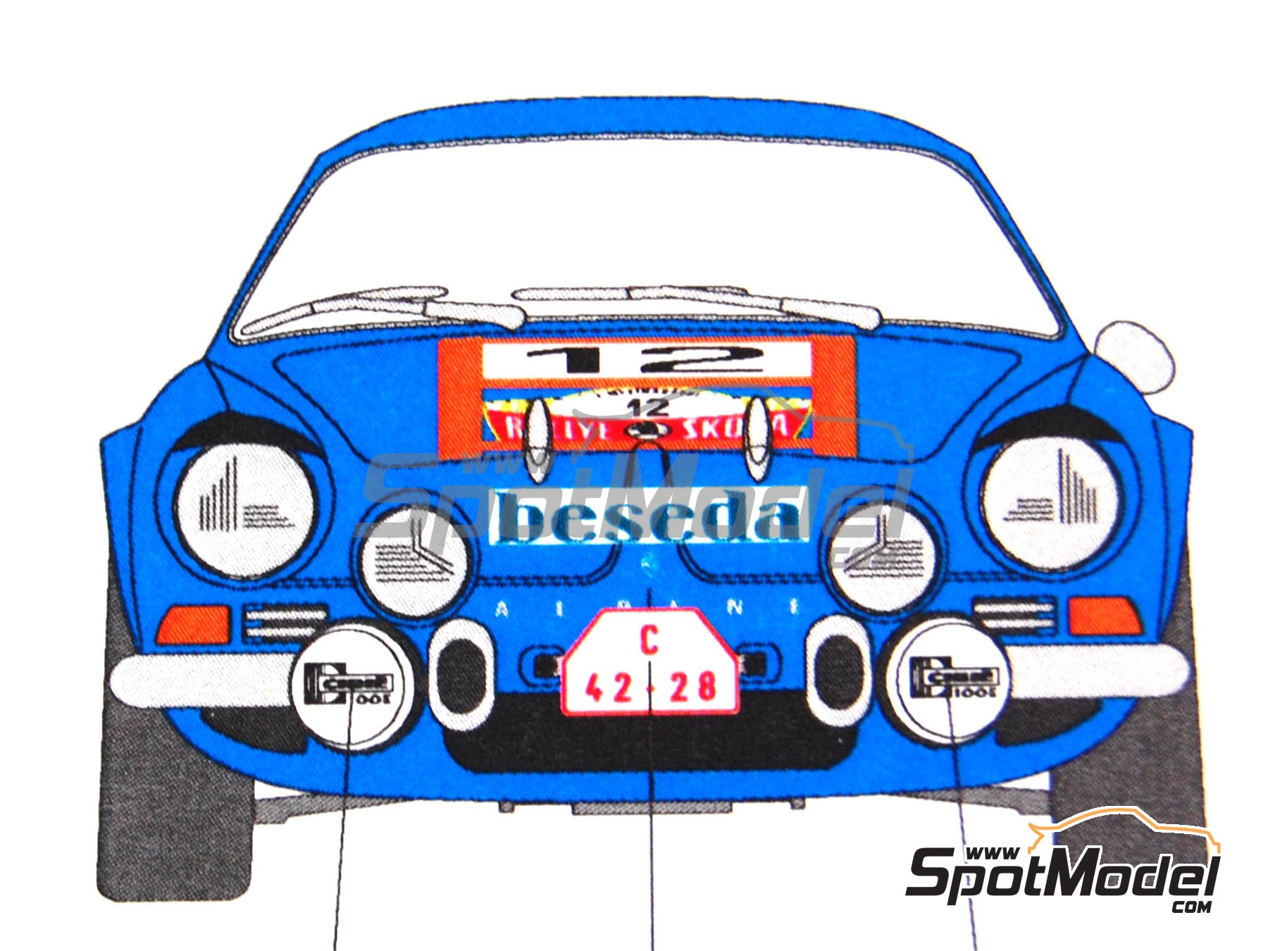 Image 4: Alpine Renault A110 sponsored by Beseda - Skoda Rally 1974 | Marking / livery in 1/24 scale manufactured by Reji Model (ref.&nbsp;REJI-137, also 137)