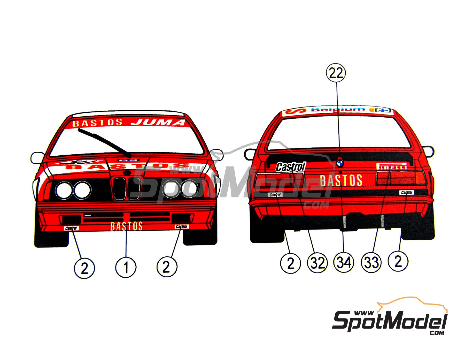 #10 BMW 635 CSI Texaco 1985 1/32nd Scale Slot Car Decals 