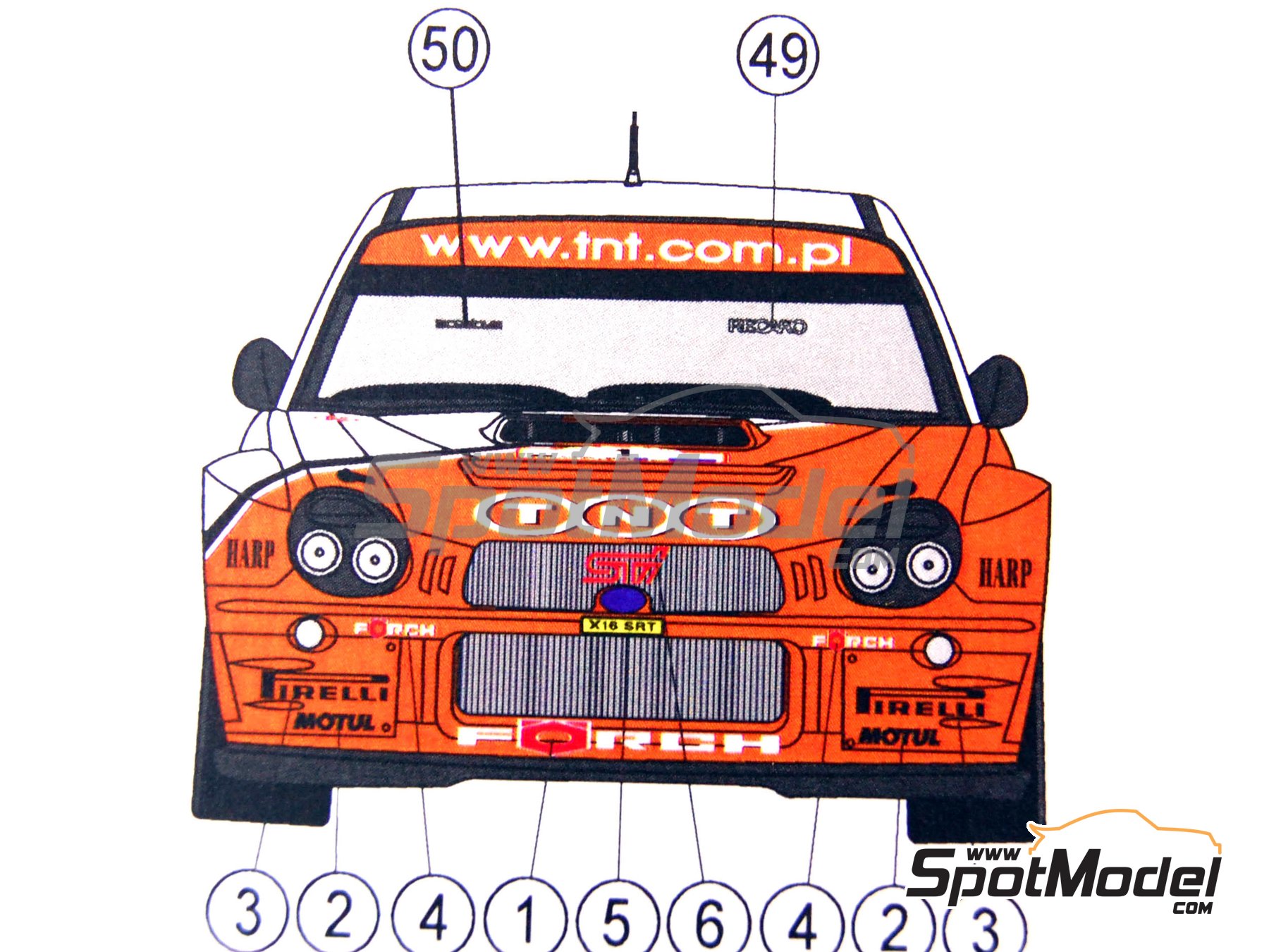 Image 4: Subaru Impreza WRC Subaru Polska Team sponsored by TNT - Rally Rajd Warszawski 2003 | Marking / livery in 1/24 scale manufactured by Reji Model (ref.&nbsp;REJI-145, also 145)