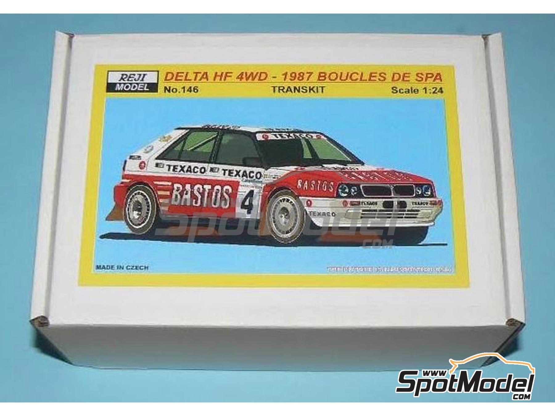 Image 3: Lancia Delta HF 4WD sponsored by Bastos Texaco - Boucles de SPA 1987 | Marking / livery in 1/24 scale manufactured by Reji Model (ref.&nbsp;REJI-146, also 146 and REJI146)