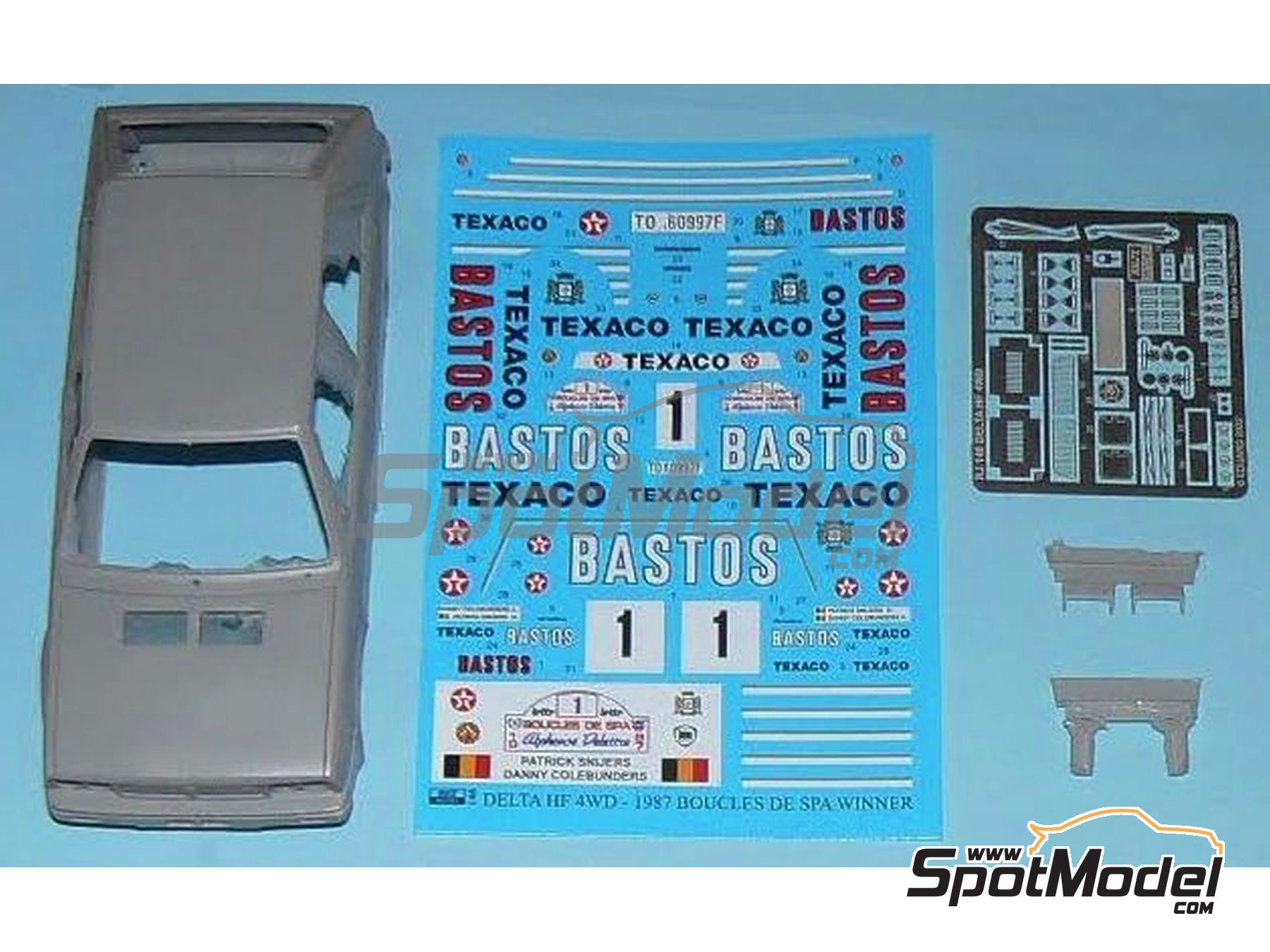 Image 4: Lancia Delta HF 4WD sponsored by Bastos Texaco - Boucles de SPA 1987 | Marking / livery in 1/24 scale manufactured by Reji Model (ref.&nbsp;REJI-146, also 146 and REJI146)