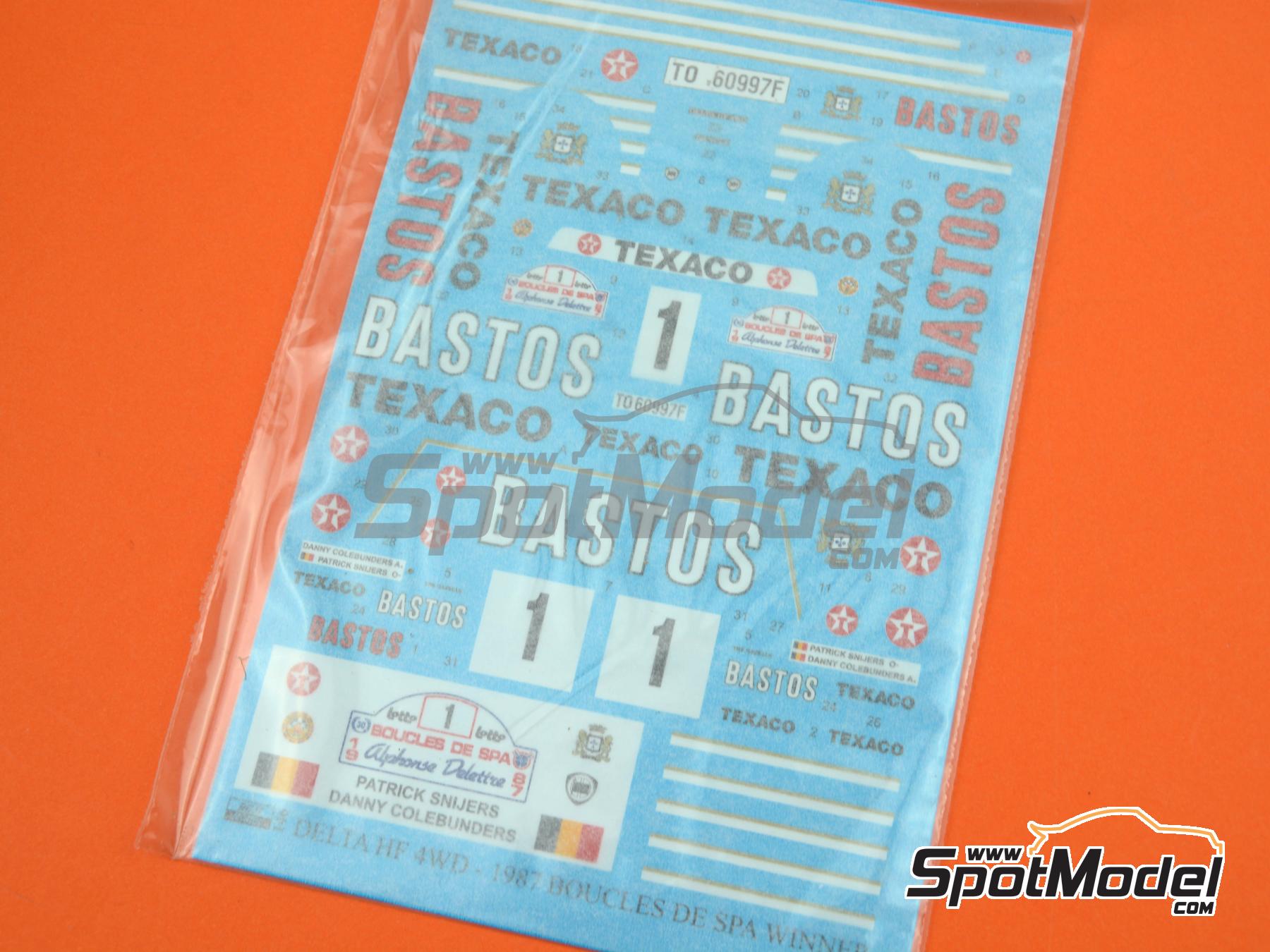 Image 10: Lancia Delta HF 4WD sponsored by Bastos Texaco - Boucles de SPA 1987 | Marking / livery in 1/24 scale manufactured by Reji Model (ref.&nbsp;REJI-146, also 146 and REJI146)