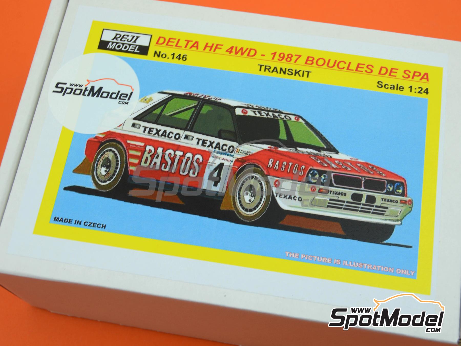 Image 15: Lancia Delta HF 4WD sponsored by Bastos Texaco - Boucles de SPA 1987 | Marking / livery in 1/24 scale manufactured by Reji Model (ref.&nbsp;REJI-146, also 146 and REJI146)