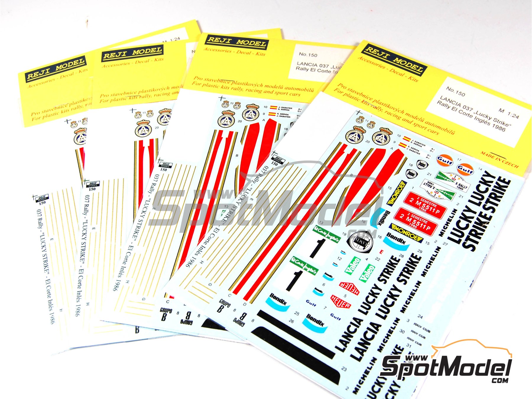 Image 1: Lancia 037 Rally sponsored by Lucky Strike - El Corte Ingles Rally Islas Canarias 1986 | Marking / livery in 1/24 scale manufactured by Reji Model (ref. REJI-150, also 150)