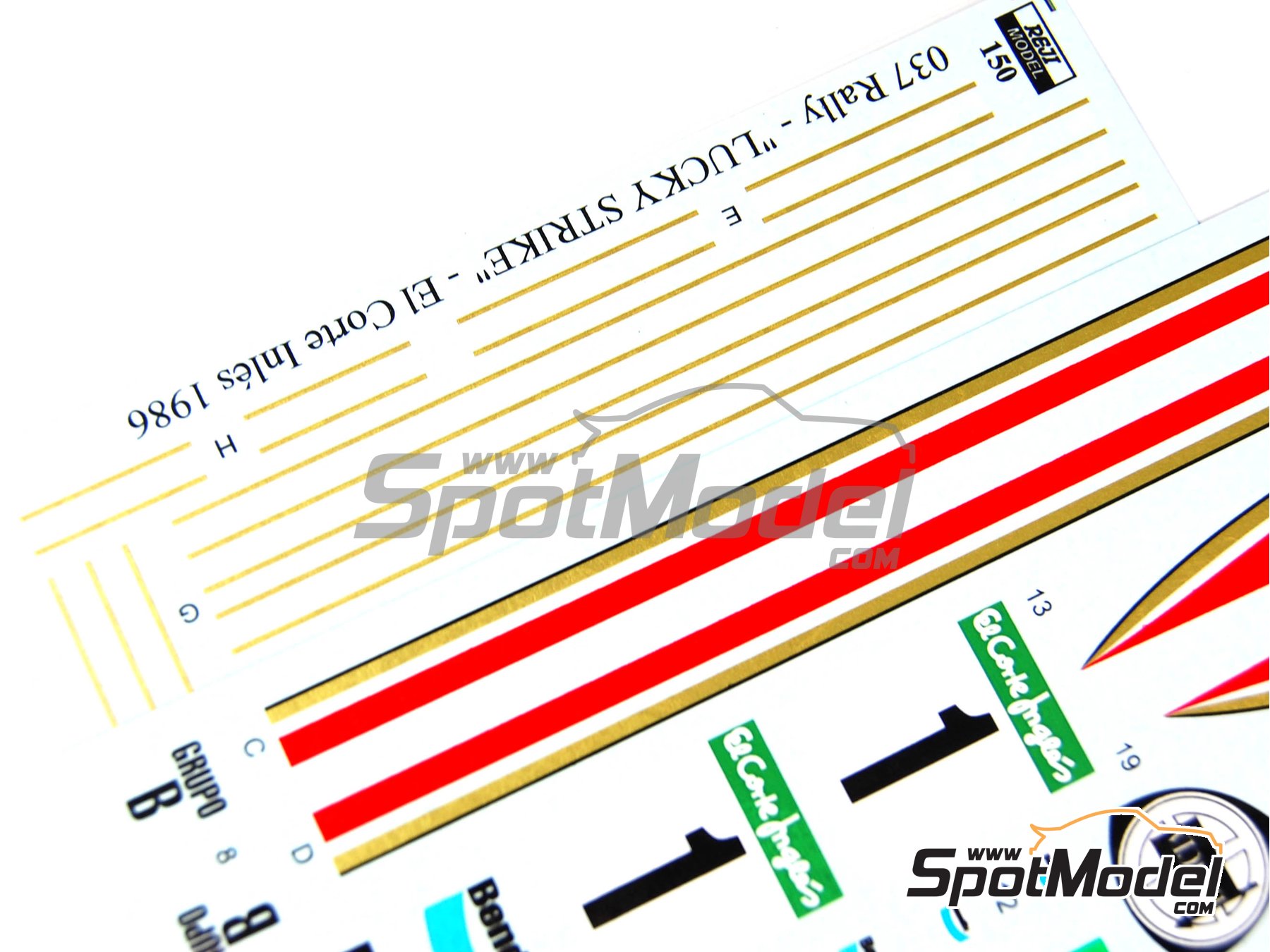 Image 6: Lancia 037 Rally sponsored by Lucky Strike - El Corte Ingles Rally Islas Canarias 1986 | Marking / livery in 1/24 scale manufactured by Reji Model (ref. REJI-150, also 150)