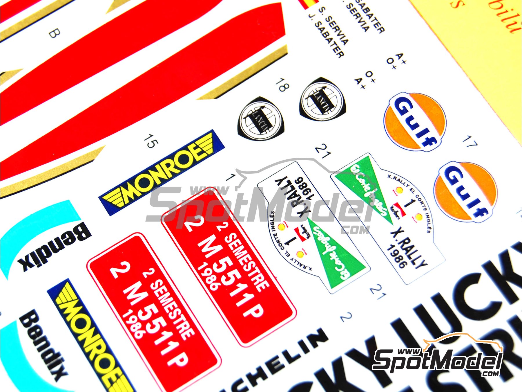 Image 11: Lancia 037 Rally sponsored by Lucky Strike - El Corte Ingles Rally Islas Canarias 1986 | Marking / livery in 1/24 scale manufactured by Reji Model (ref. REJI-150, also 150)