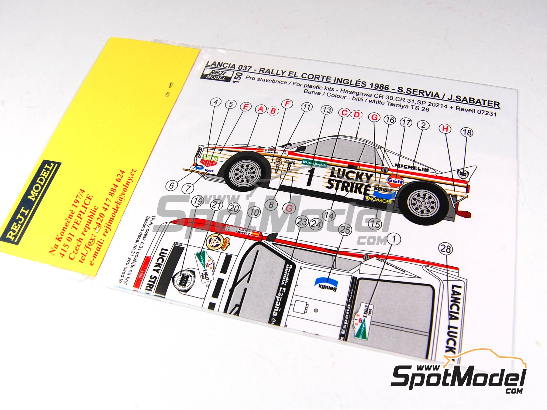 Image 14: Lancia 037 Rally sponsored by Lucky Strike - El Corte Ingles Rally Islas Canarias 1986 | Marking / livery in 1/24 scale manufactured by Reji Model (ref. REJI-150, also 150)