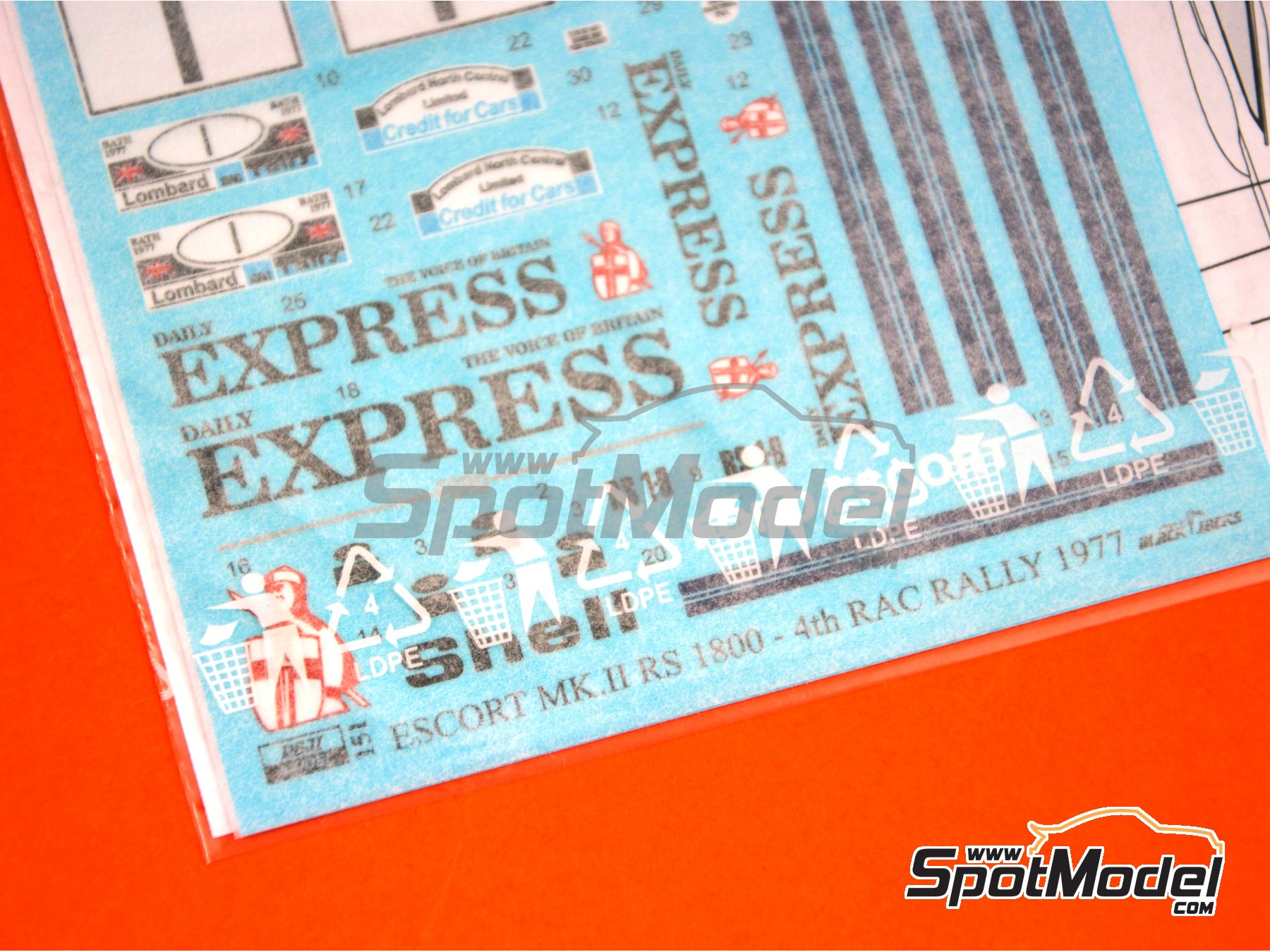 Image 4: Ford Escort Mk. II Daily Express - Great Britain RAC Rally 1977 | Marking / livery in 1/24 scale manufactured by Reji Model (ref.&nbsp;REJI-151)