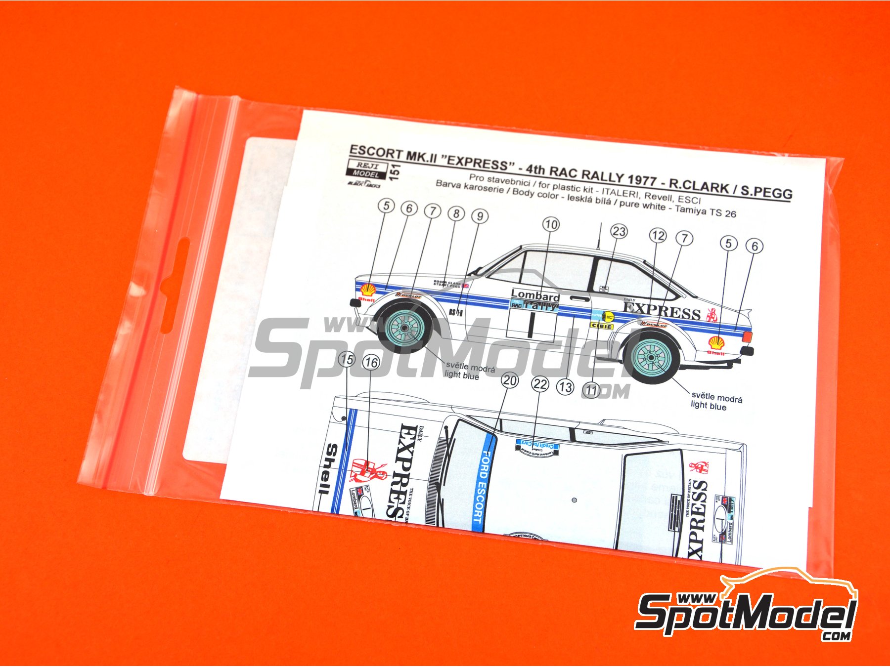 Image 6: Ford Escort Mk. II Daily Express - Great Britain RAC Rally 1977 | Marking / livery in 1/24 scale manufactured by Reji Model (ref.&nbsp;REJI-151)