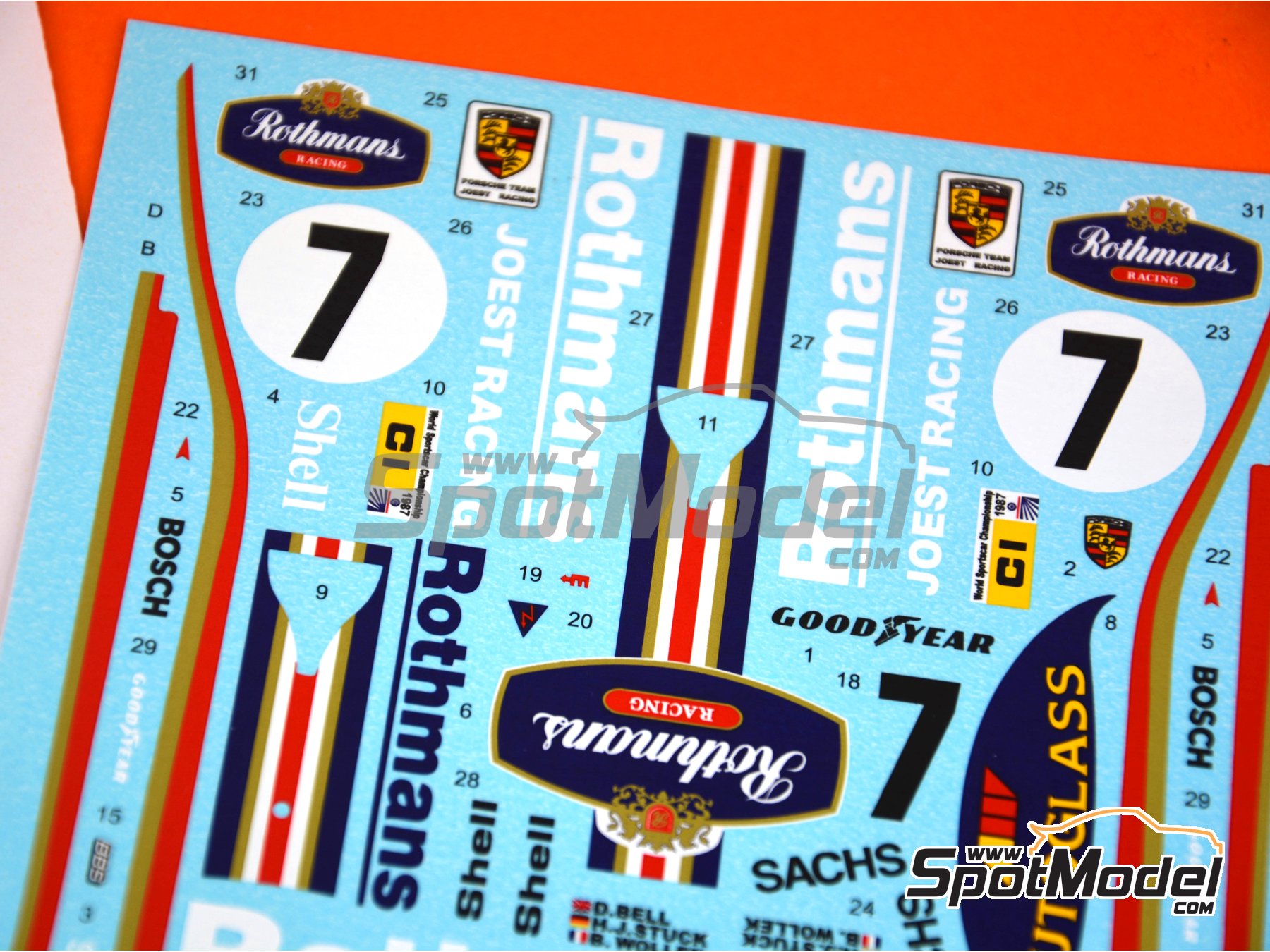 Image 3: Porsche 962C patrocinado por Rothmans - 1000 Kms de SPA Francorchamps 1987 | Decoraci&oacute;n en escala&nbsp;1/24 fabricado por Reji Model (ref.&nbsp;REJI-154, tambien 154)
