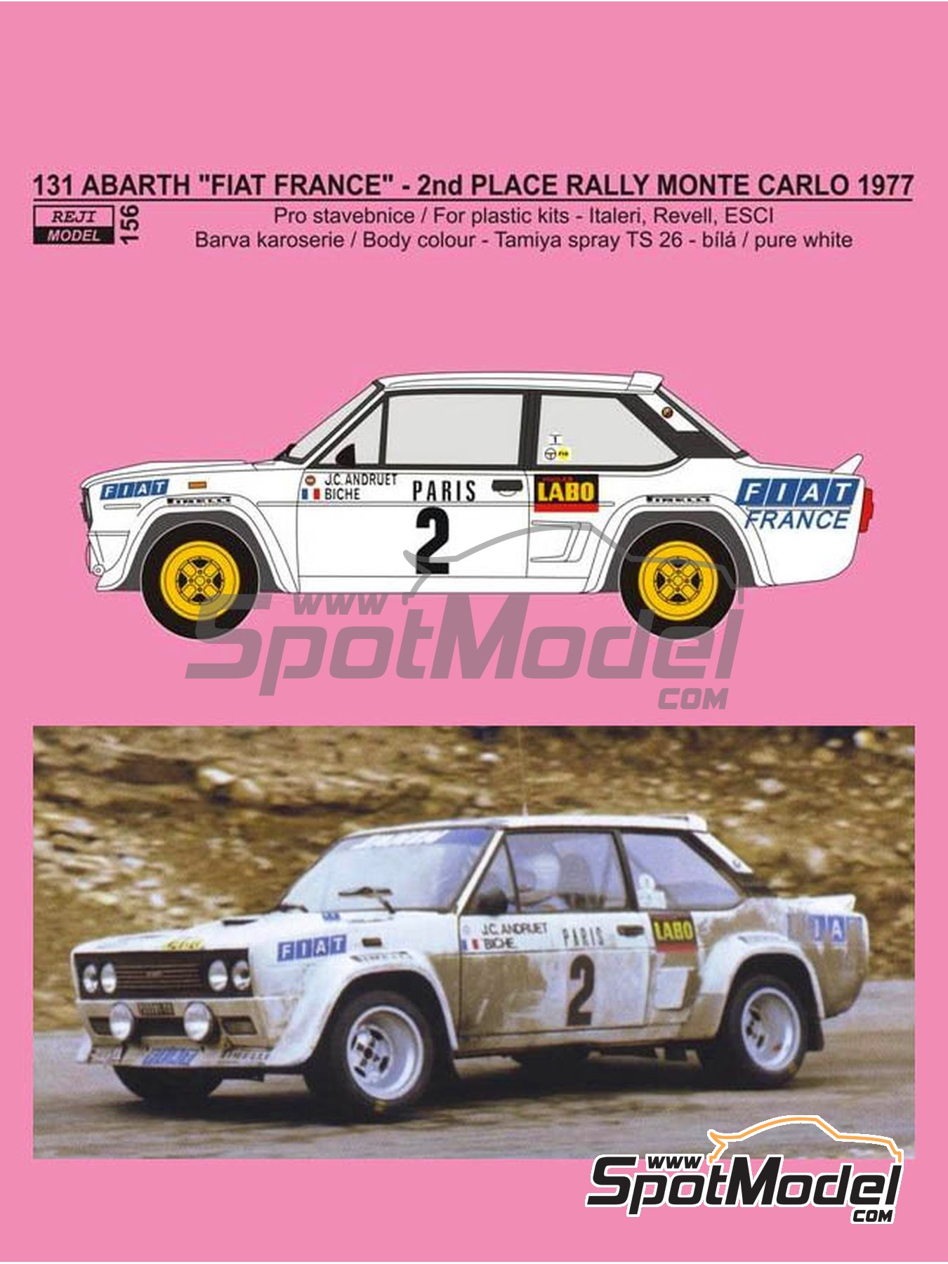 DECALS 1/43 FIAT 131 ABARTH ROHRL RALLY TOUR DE CORSE 1980 