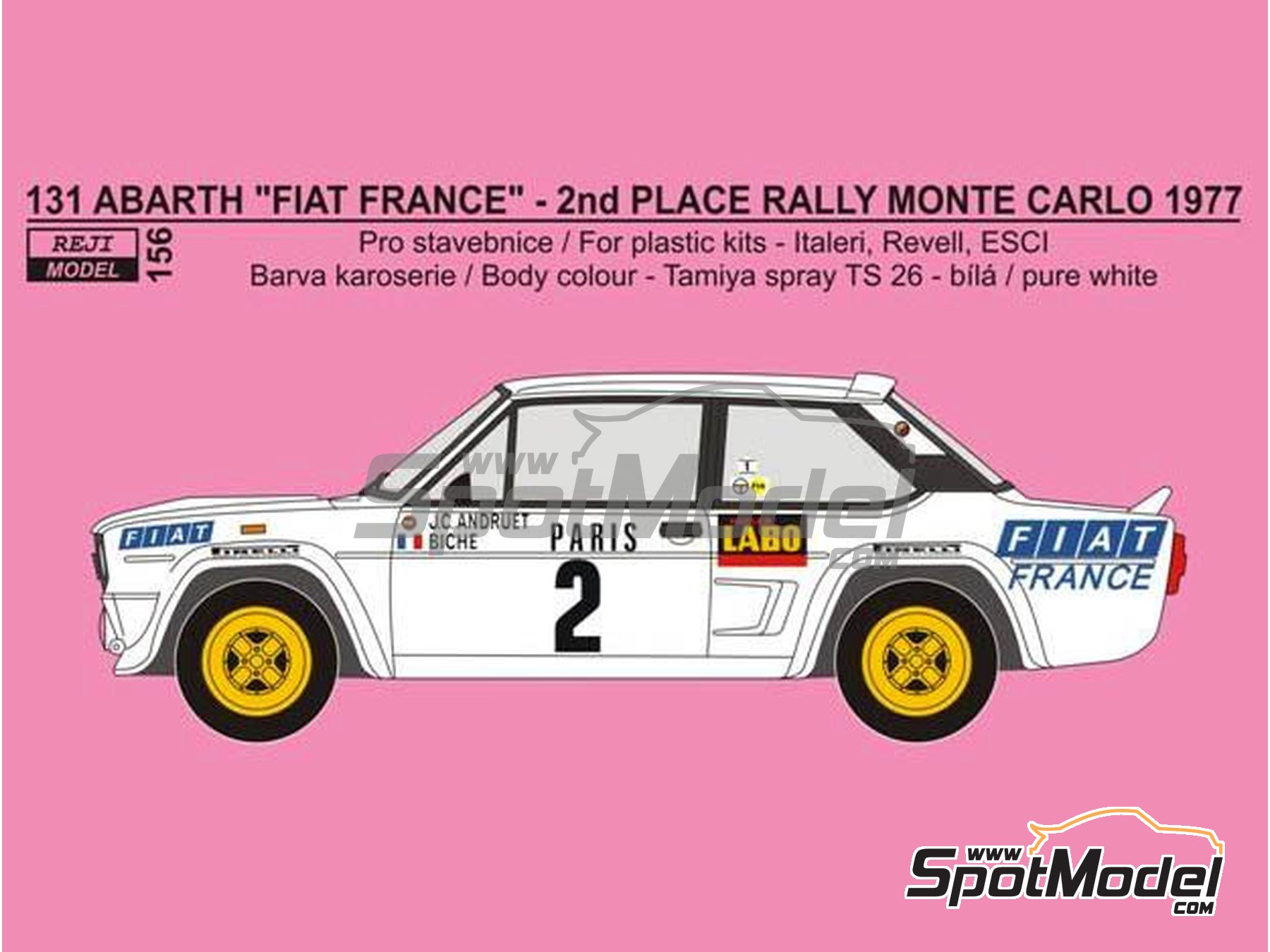 DECALS 1//24 REF 1530 FIAT 131 ABARTH ANDRUET RALLYE MONTE CARLO 1979 RALLY WRC