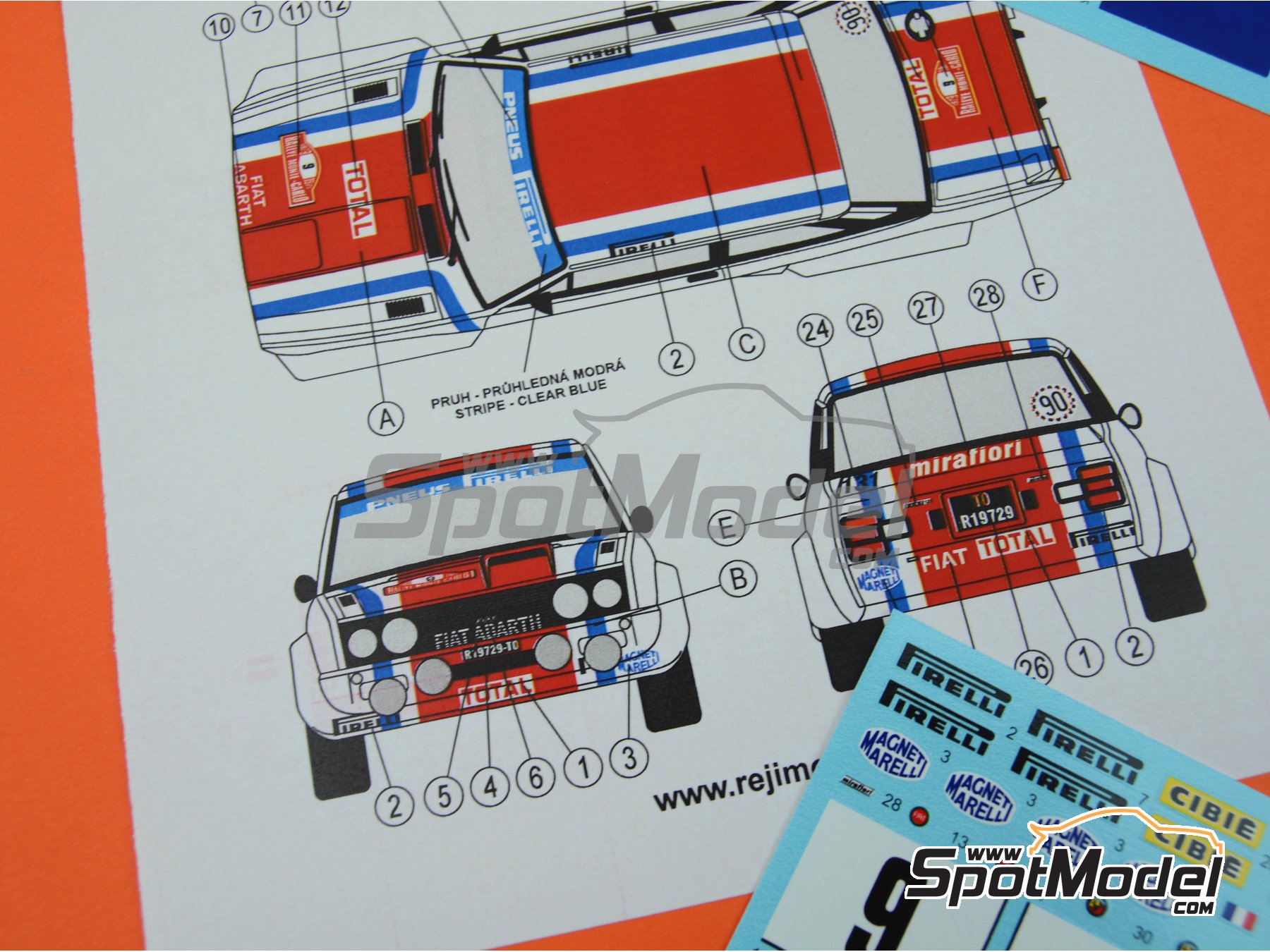 Image 8: Fiat 131 Abarth sponsored by Fiat France - Monte Carlo Rally - Rallye Automobile de Monte-Carlo 1979 | Marking / livery in 1/24 scale manufactured by Reji Model (ref. REJI-157, also 157)