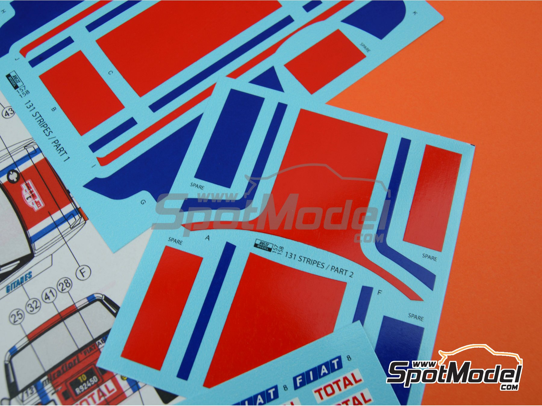 Image 6: Fiat 131 Abarth sponsored by Fiat France - Tour de Corse 1979 | Marking / livery in 1/24 scale manufactured by Reji Model (ref.&nbsp;REJI-158, also 158 and REJIREJI 158)