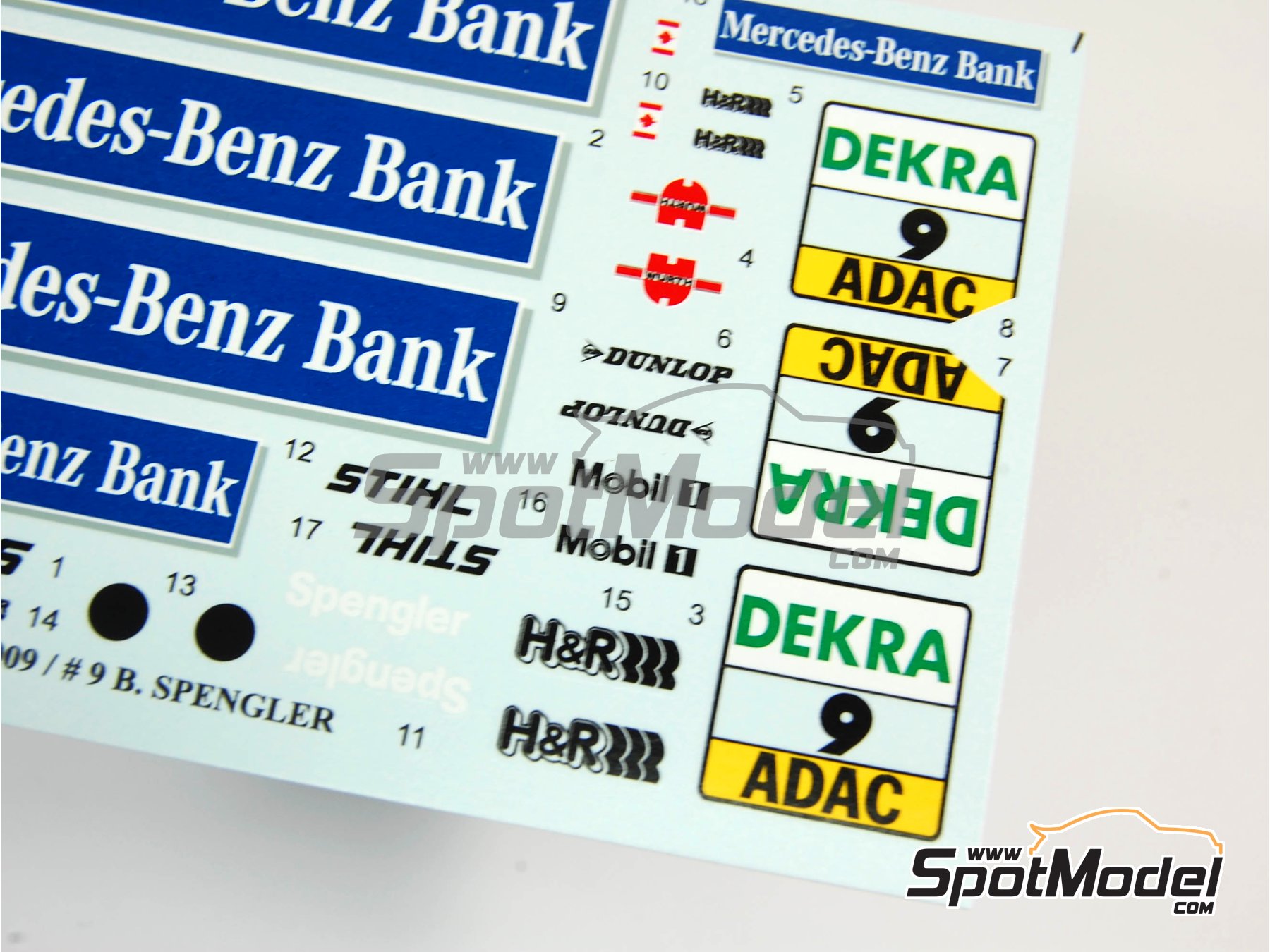 Image 3: Mercedes Benz C Class sponsored by Mercedes Benz Bank - DTM - Deutsche Tourenwagen Masters 2009 | Marking / livery in 1/24 scale manufactured by Reji Model (ref.&nbsp;REJI-168, also 168)