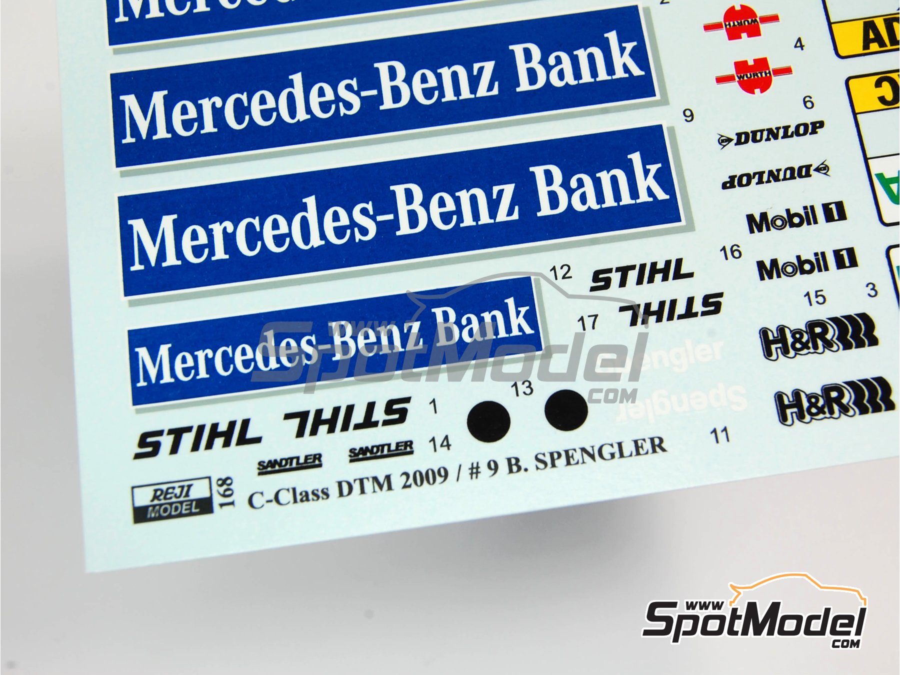 Image 5: Mercedes Benz C Class sponsored by Mercedes Benz Bank - DTM - Deutsche Tourenwagen Masters 2009 | Marking / livery in 1/24 scale manufactured by Reji Model (ref.&nbsp;REJI-168, also 168)