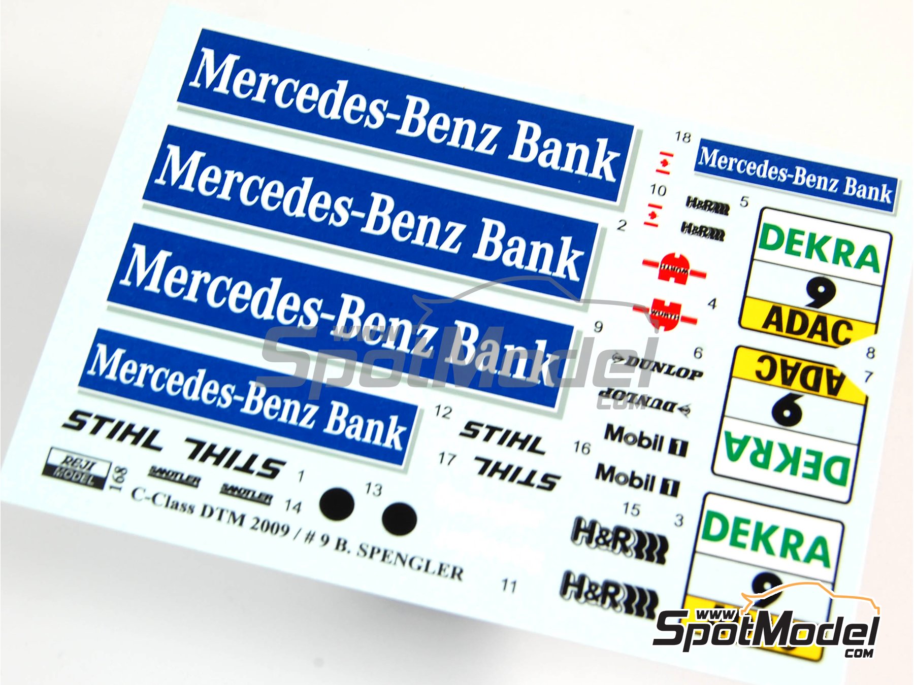 Image 6: Mercedes Benz C Class sponsored by Mercedes Benz Bank - DTM - Deutsche Tourenwagen Masters 2009 | Marking / livery in 1/24 scale manufactured by Reji Model (ref.&nbsp;REJI-168, also 168)
