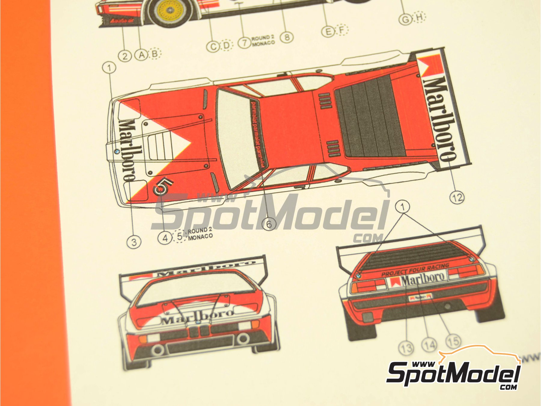 Image 7: BMW M1 Procar sponsored by Marlboro - 1000 Kms Brands Hatch, Monaco Formula 1 Grand Prix, Procar Championship 1980 | Marking / livery in 1/24 scale manufactured by Reji Model (ref.&nbsp;REJI-171, also 171)