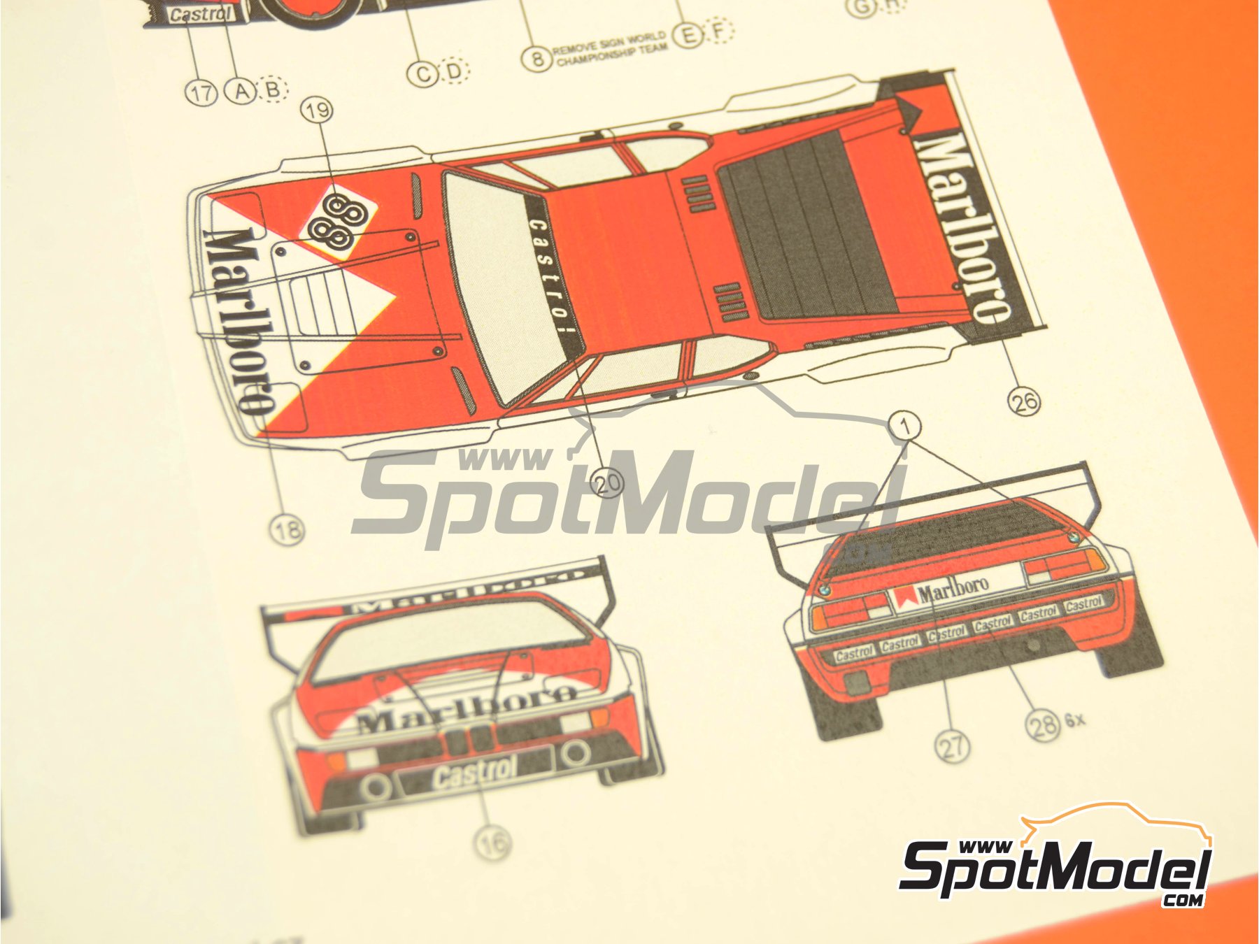 Image 9: BMW M1 Procar sponsored by Marlboro - 1000 Kms Brands Hatch, Monaco Formula 1 Grand Prix, Procar Championship 1980 | Marking / livery in 1/24 scale manufactured by Reji Model (ref.&nbsp;REJI-171, also 171)