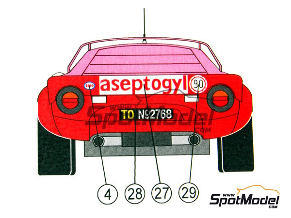 Image 3: Lancia Stratos HF sponsored by Aseptogyl - Monte Carlo Rally - Rallye Automobile de Monte-Carlo 1977 | Marking / livery in 1/24 scale manufactured by Reji Model (ref.&nbsp;REJI-175, also 175)
