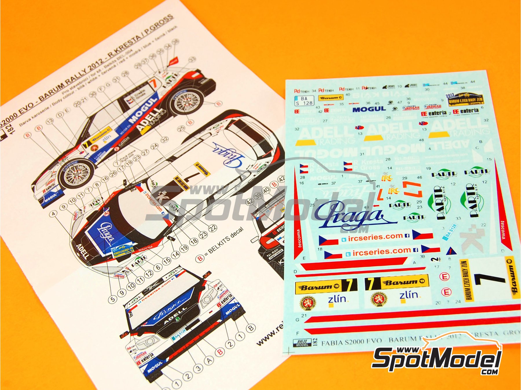 Image 1: Skoda Fabia S2000 Evo sponsored by Mogul - Barum Czech Rally 2012 | Marking / livery in 1/24 scale manufactured by Reji Model (ref.&nbsp;REJI-182, also 182)