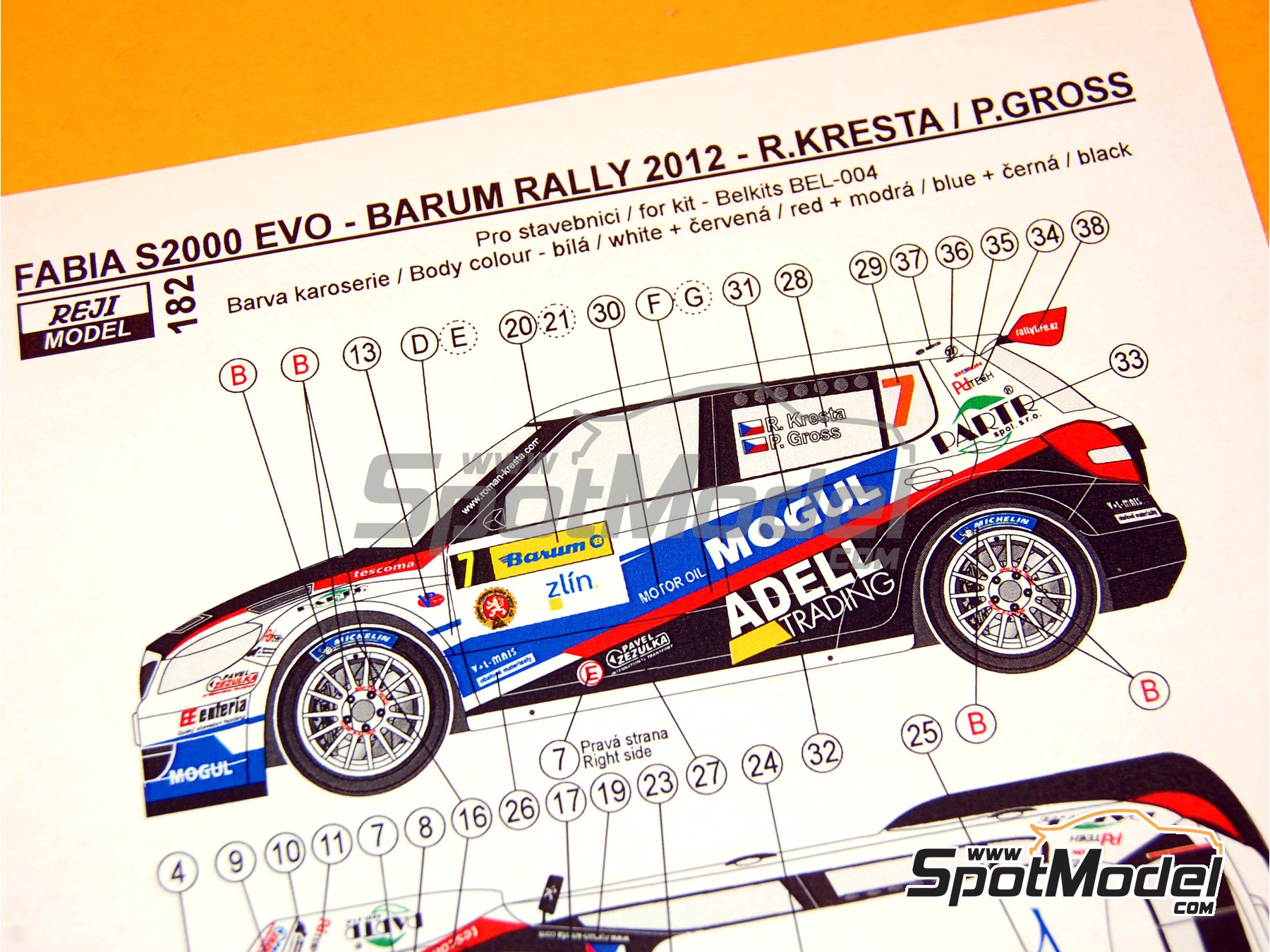 Image 7: Skoda Fabia S2000 Evo sponsored by Mogul - Barum Czech Rally 2012 | Marking / livery in 1/24 scale manufactured by Reji Model (ref.&nbsp;REJI-182, also 182)