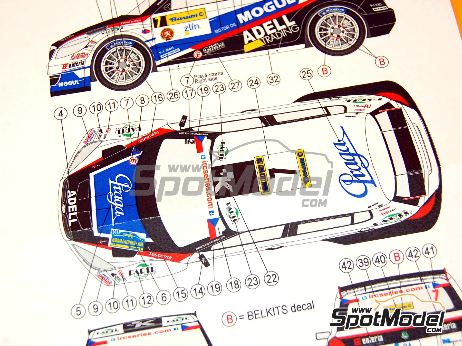 Image 8: Skoda Fabia S2000 Evo sponsored by Mogul - Barum Czech Rally 2012 | Marking / livery in 1/24 scale manufactured by Reji Model (ref.&nbsp;REJI-182, also 182)