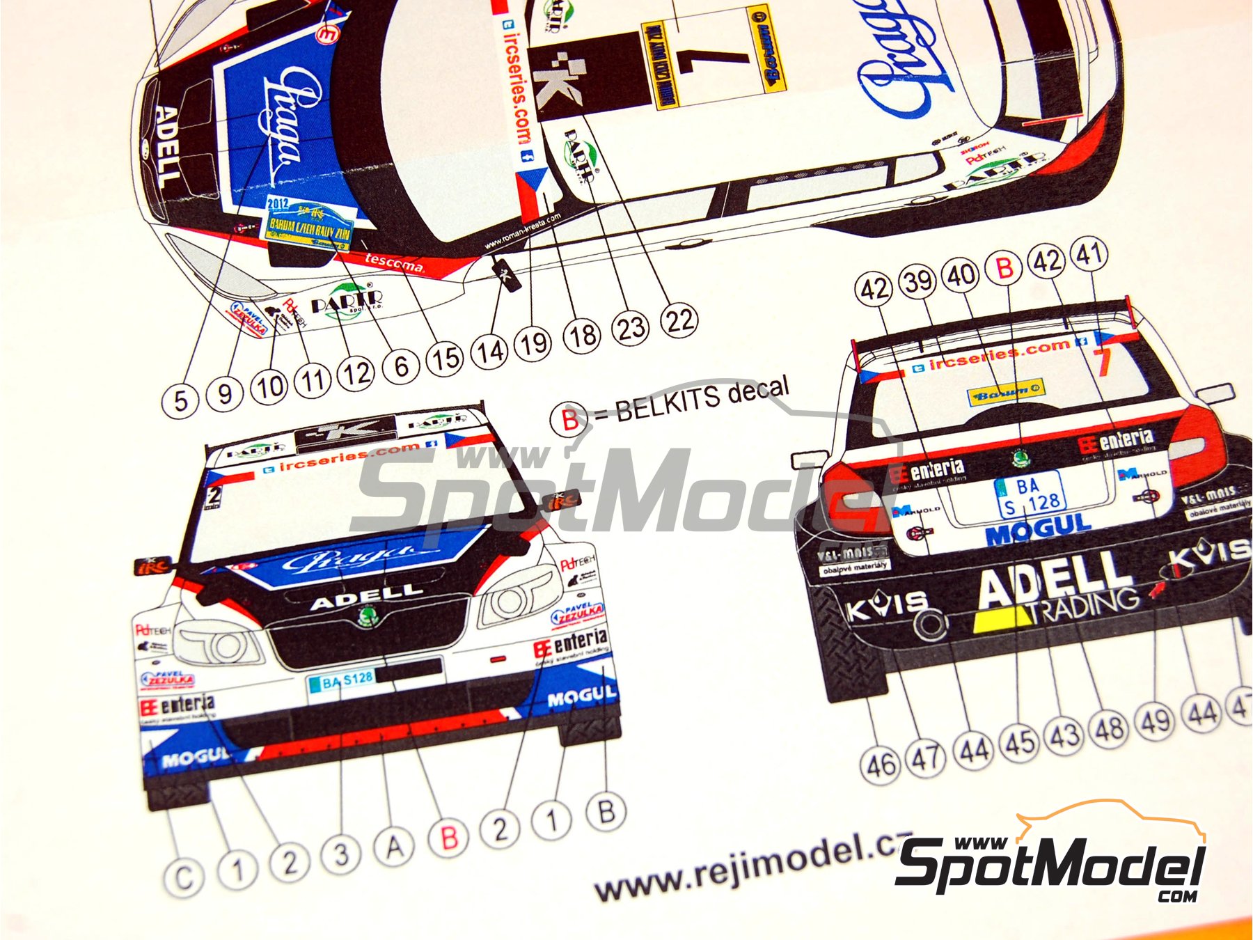 Image 9: Skoda Fabia S2000 Evo sponsored by Mogul - Barum Czech Rally 2012 | Marking / livery in 1/24 scale manufactured by Reji Model (ref.&nbsp;REJI-182, also 182)