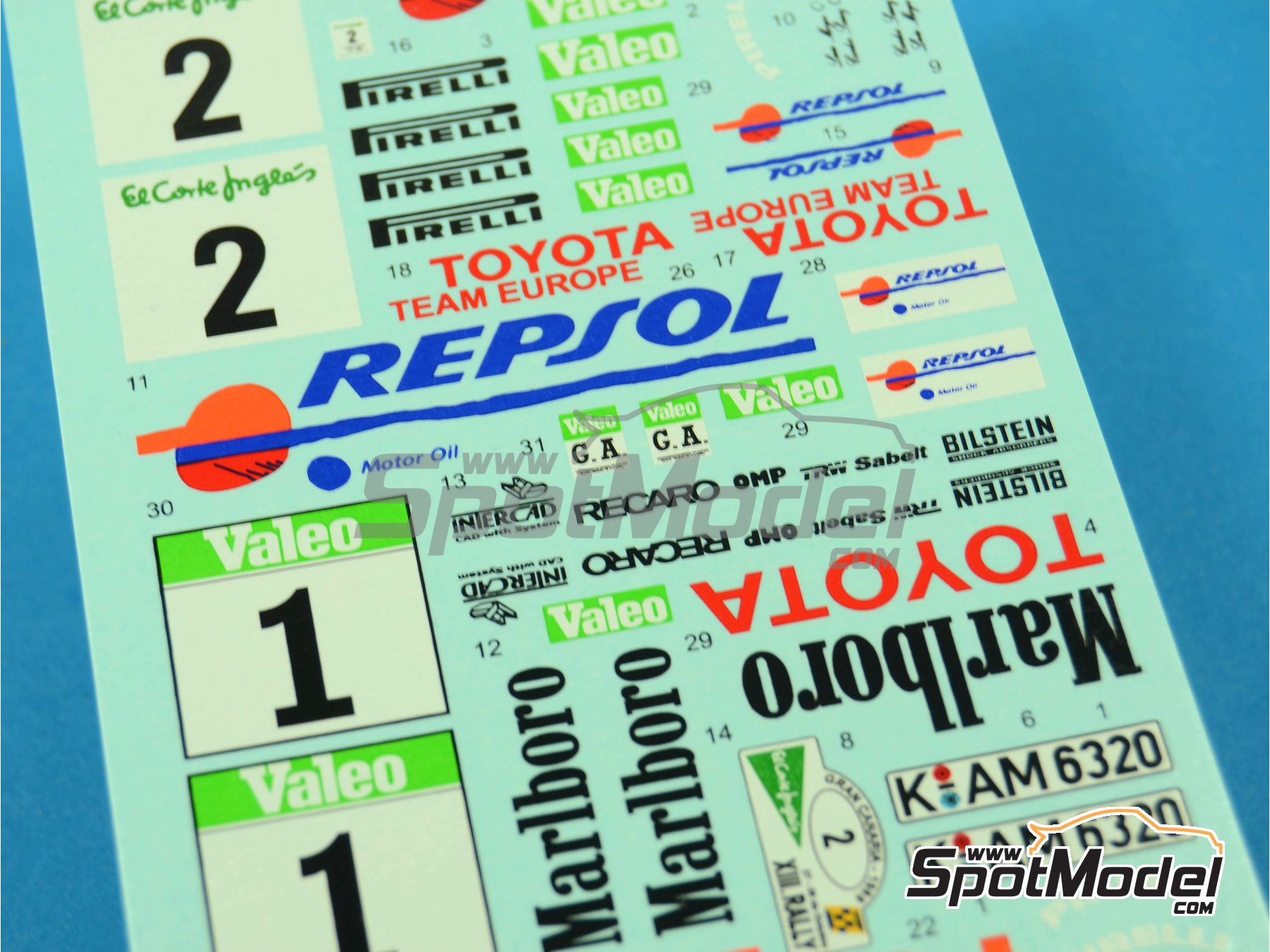 Image 6: Toyota Celica GT-Four ST165 patrocinado por Marlboro - Rally El Corte Ingles Islas Canarias, Rallye Valeo 1989 | Decoraci&oacute;n en escala&nbsp;1/24 fabricado por Reji Model (ref.&nbsp;REJI-185, tambien 185)